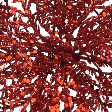 Decoris season decorations Weihnachtsbaumklammer, Weihnachtsstern - Kunststoff Blume auf Clip 23cm rot