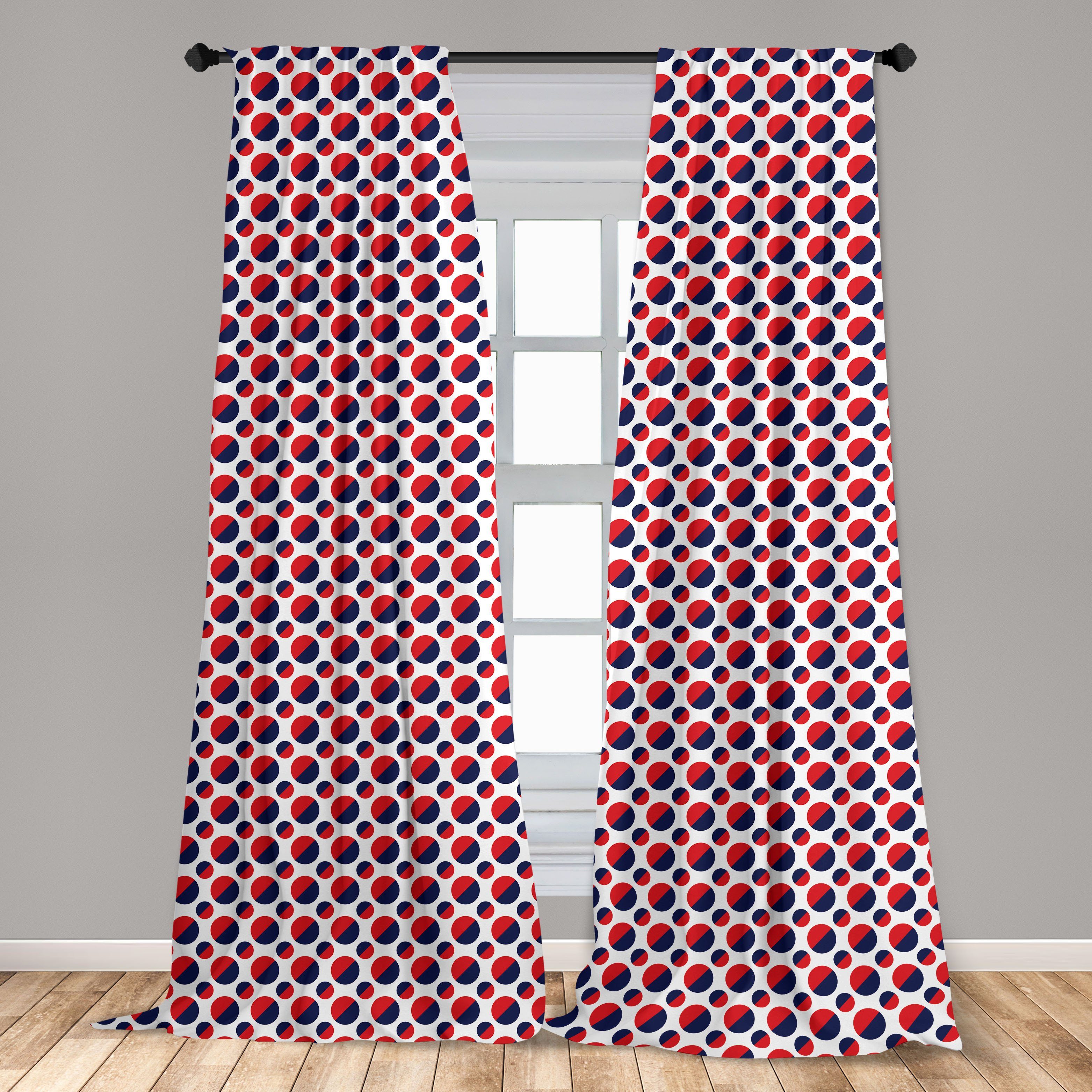 Gardine Vorhang für Wohnzimmer Runden Geometrisch Rote Abakuhaus, Dekor, Kreise Schlafzimmer Microfaser