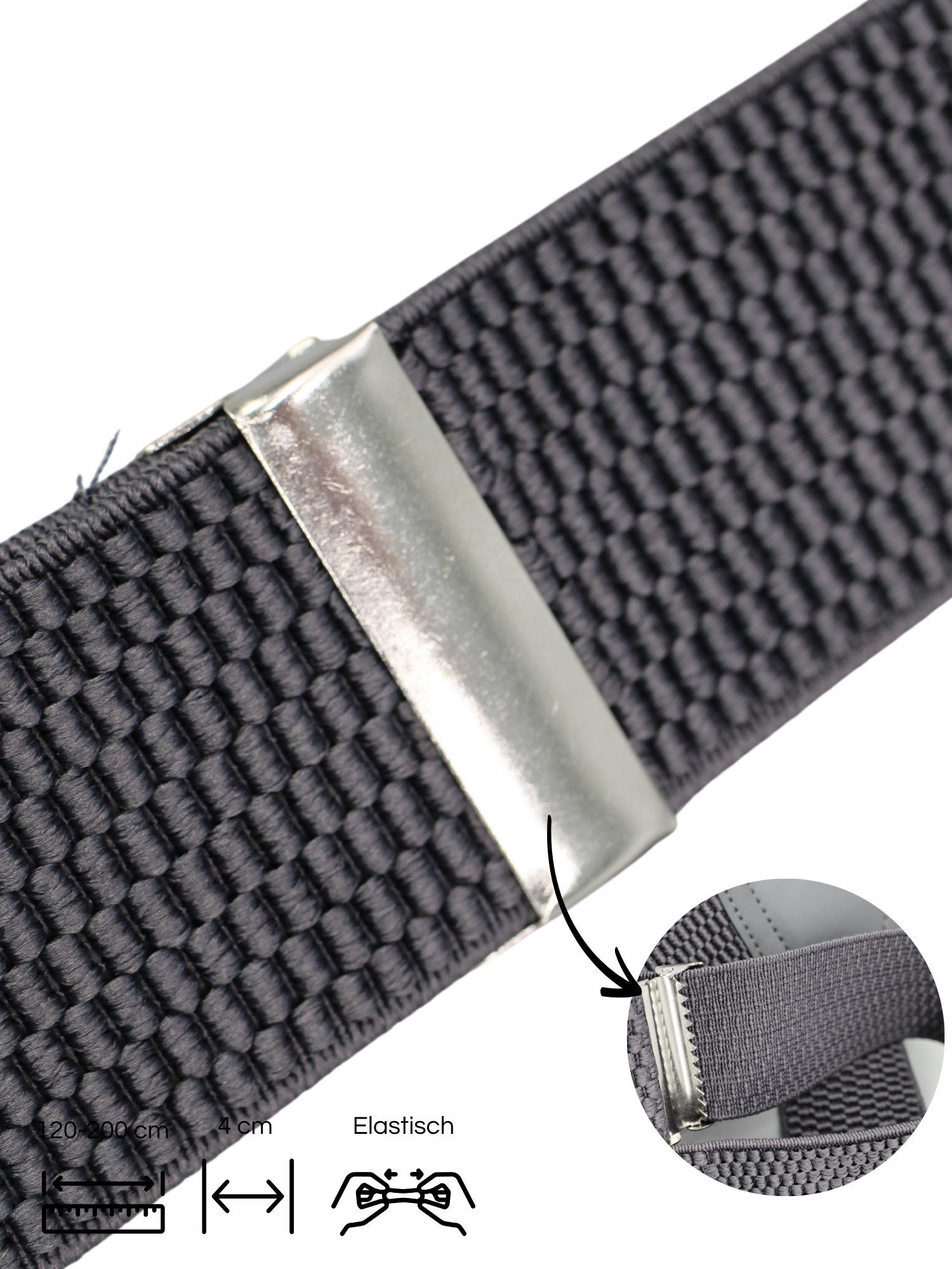 ANTALUX Hosenträger Y-Form – Elastisch & Verstellbar - Breite 4 cm, mit Metallclips 14 verschiedene Farben – Bild 4 von 4