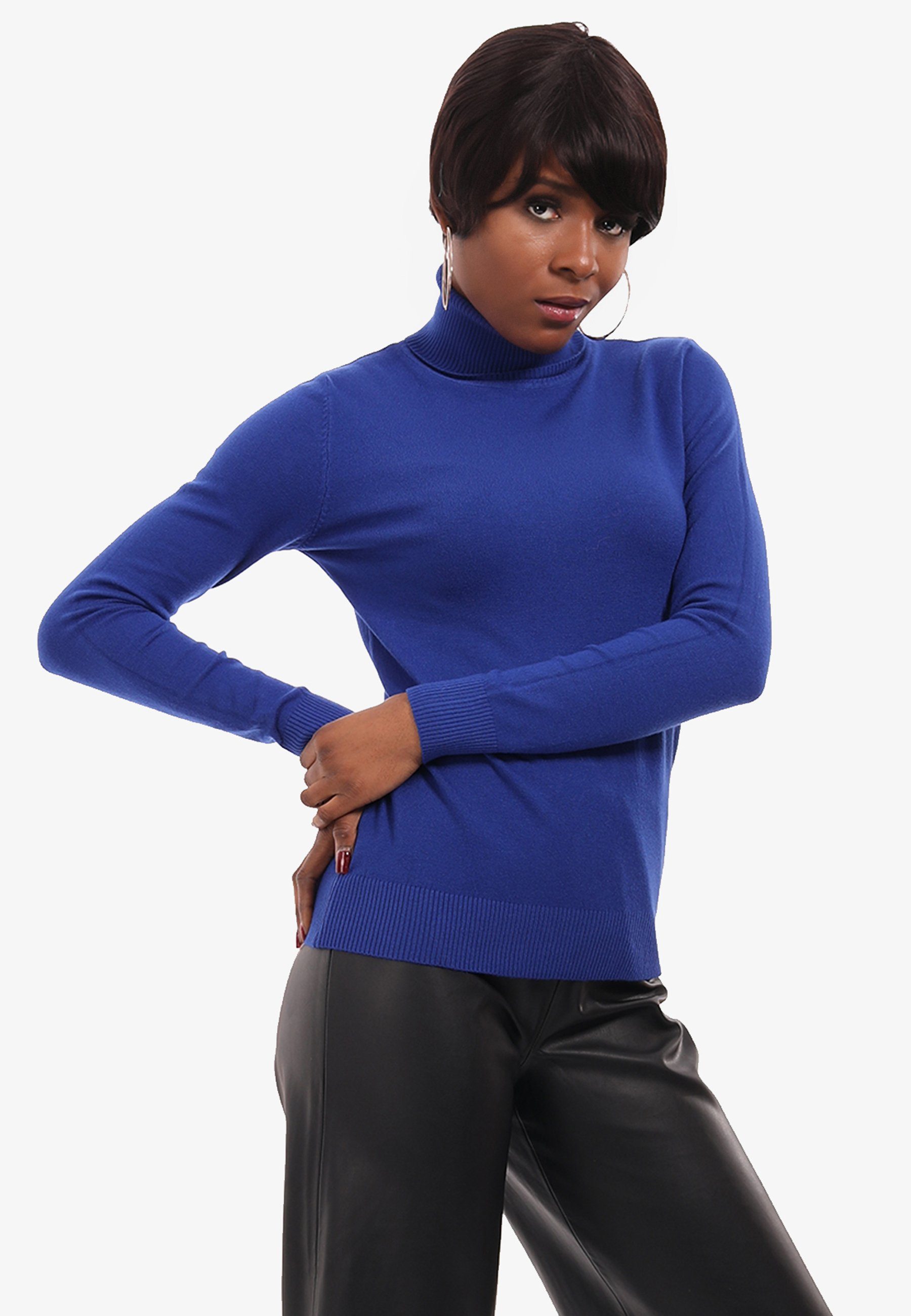 YC Fashion & Style Rollkragenpullover Pullover Rolli casual Rollkragen (1-tlg) Elegant Freizeit Casual Basic royalblau