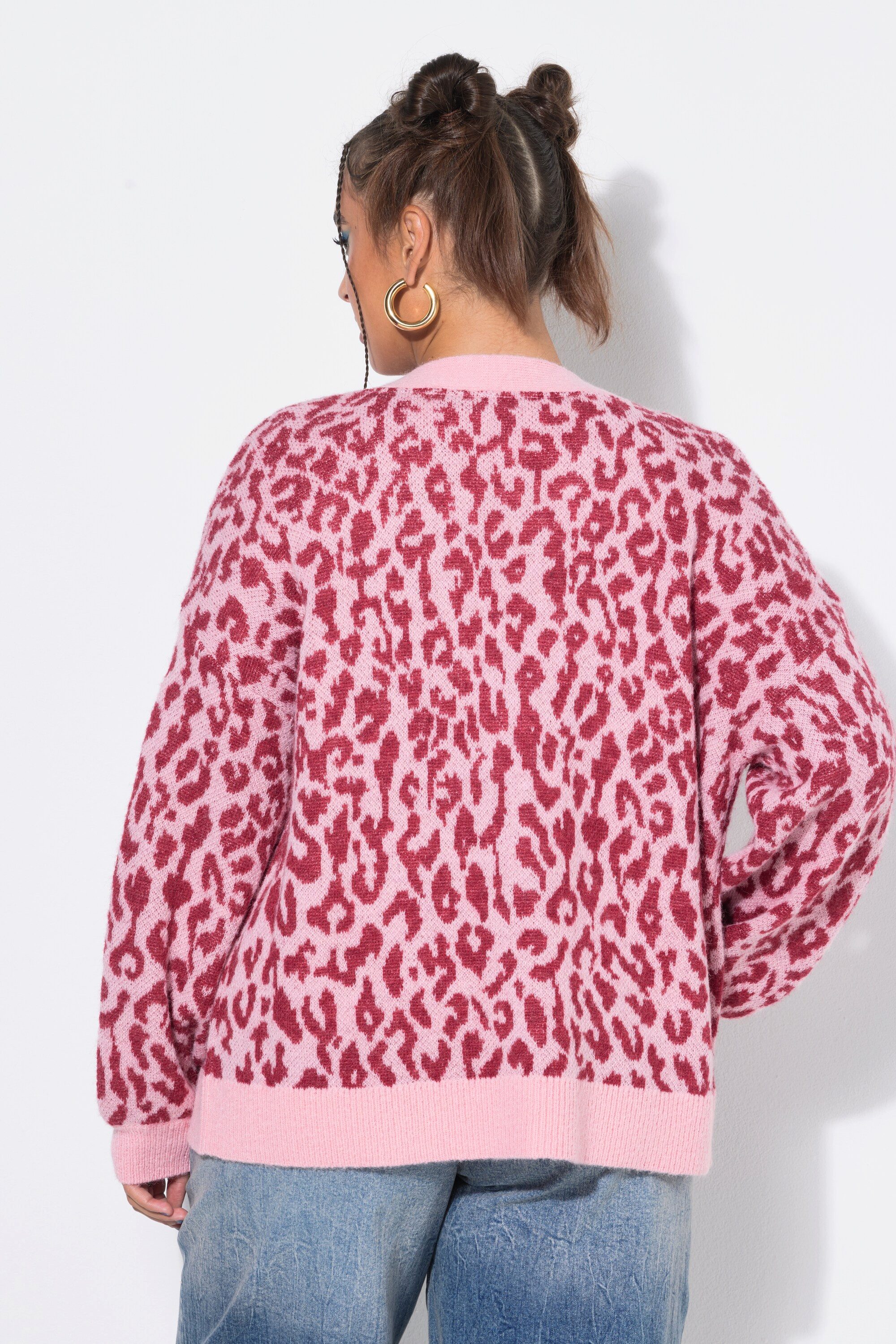 Studio Untold Strickjacke Strickjacke oversized Color Leo Herz-Knöpfe