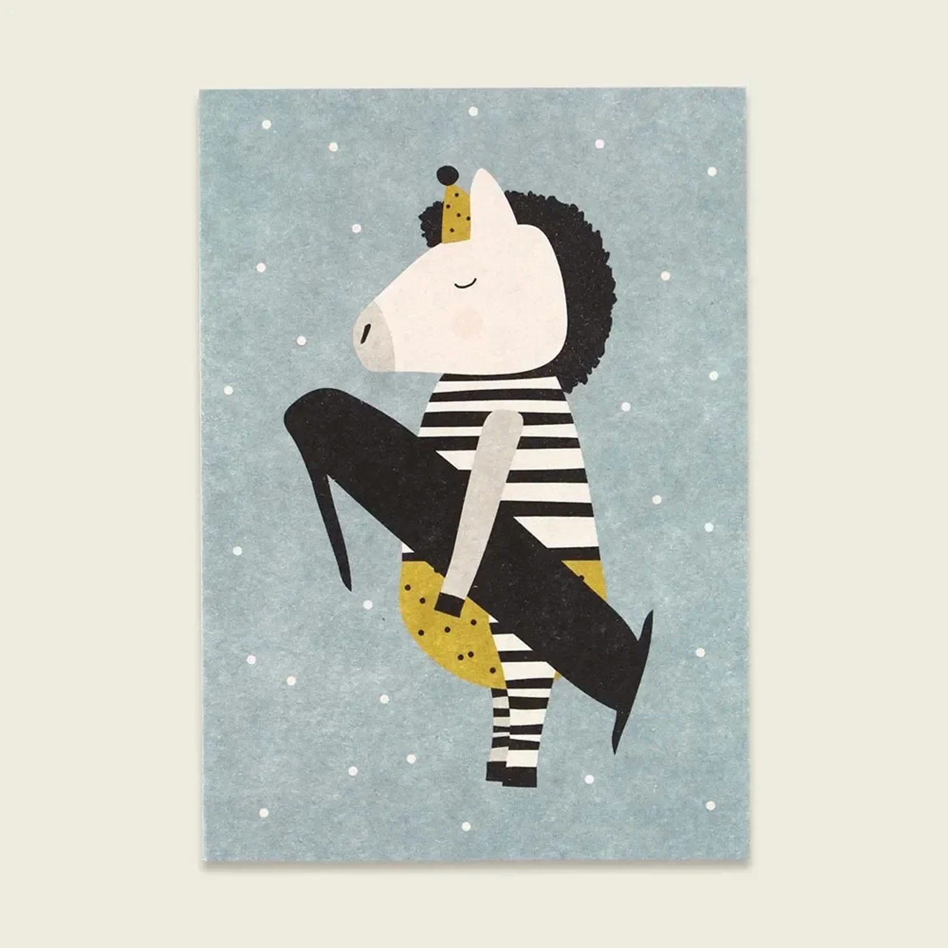 Ava & Yves Grußkarte Postkarte Zebra "1", Modernes Konfetti-Design