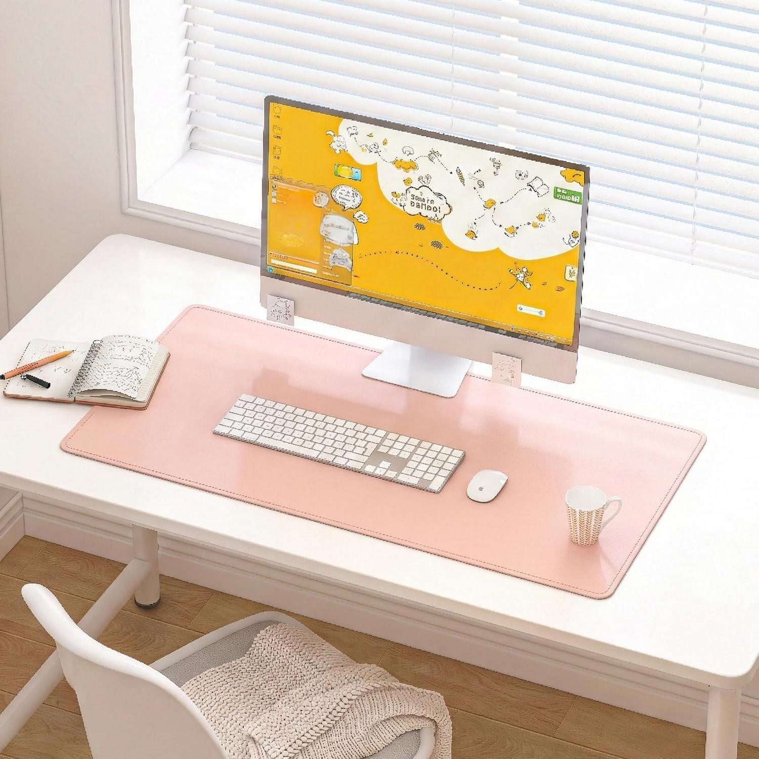 LuxusKollektion Schreibtischunterlage Schreibtischunterlage Rosa 80x40cm Kunstleder Wildleder