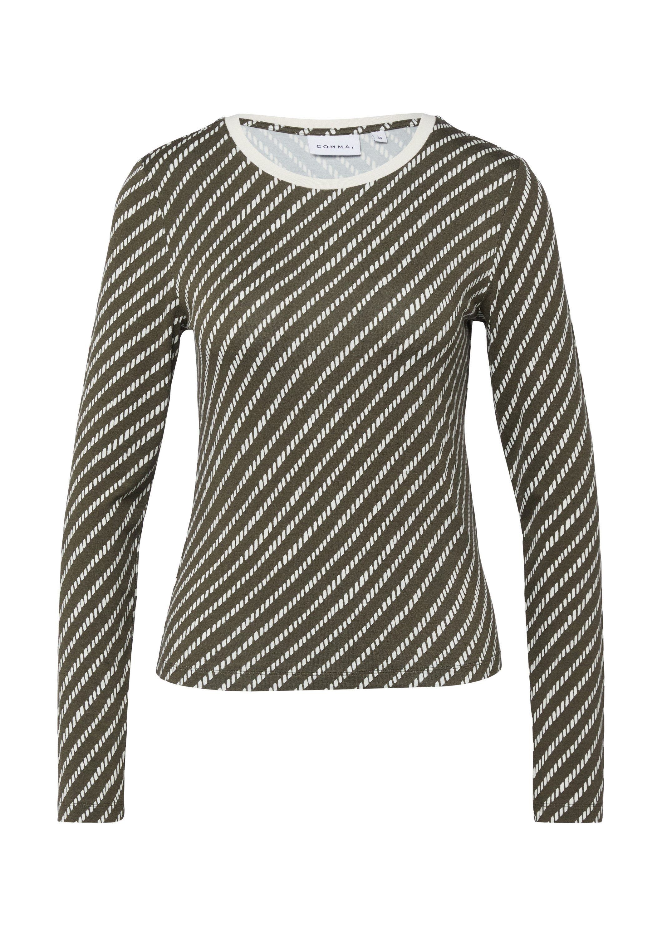 comma Langarmshirt T-Shirt Langarmshirt aus Viskosemix mit All-over-Print günstig online kaufen