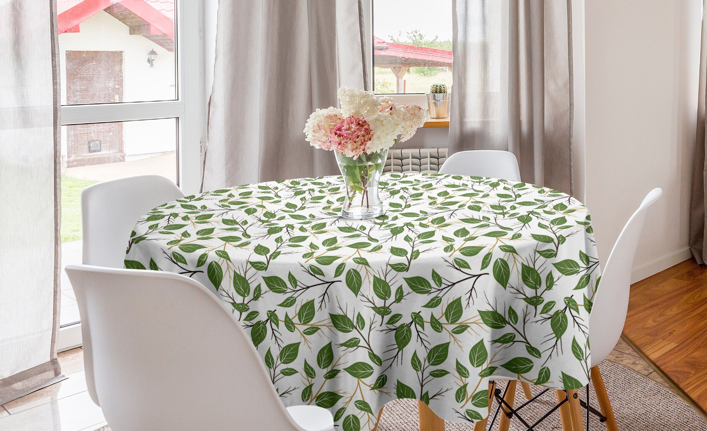 Belaubt Dekoration, Tischdecke Aloha Tischdecke Abdeckung Kreis Abakuhaus für Flourishing Muster Küche Esszimmer