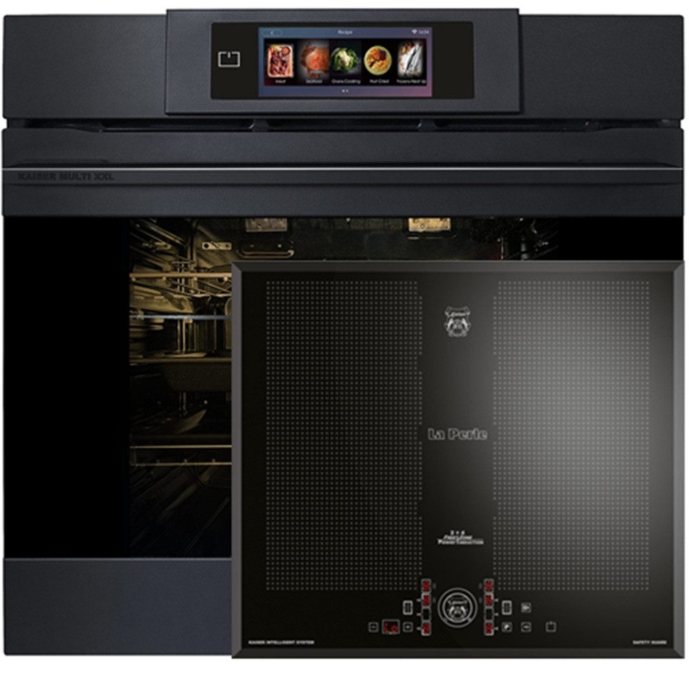 Kaiser Küchengeräte Backofen-Set Herd Set Autark Einbaubackofen XXL Multi 29, Multifunktions-Elektro-Backofen mit Pyrolyse und Dampfreinigung, 60 cm+ Induktions-Kochfeld 60 cm FREE ZONE mit 2 FLEX Induktions-Zonen EH 6347+KCT 61 FI., mit 1-fach-Teleskopauszug