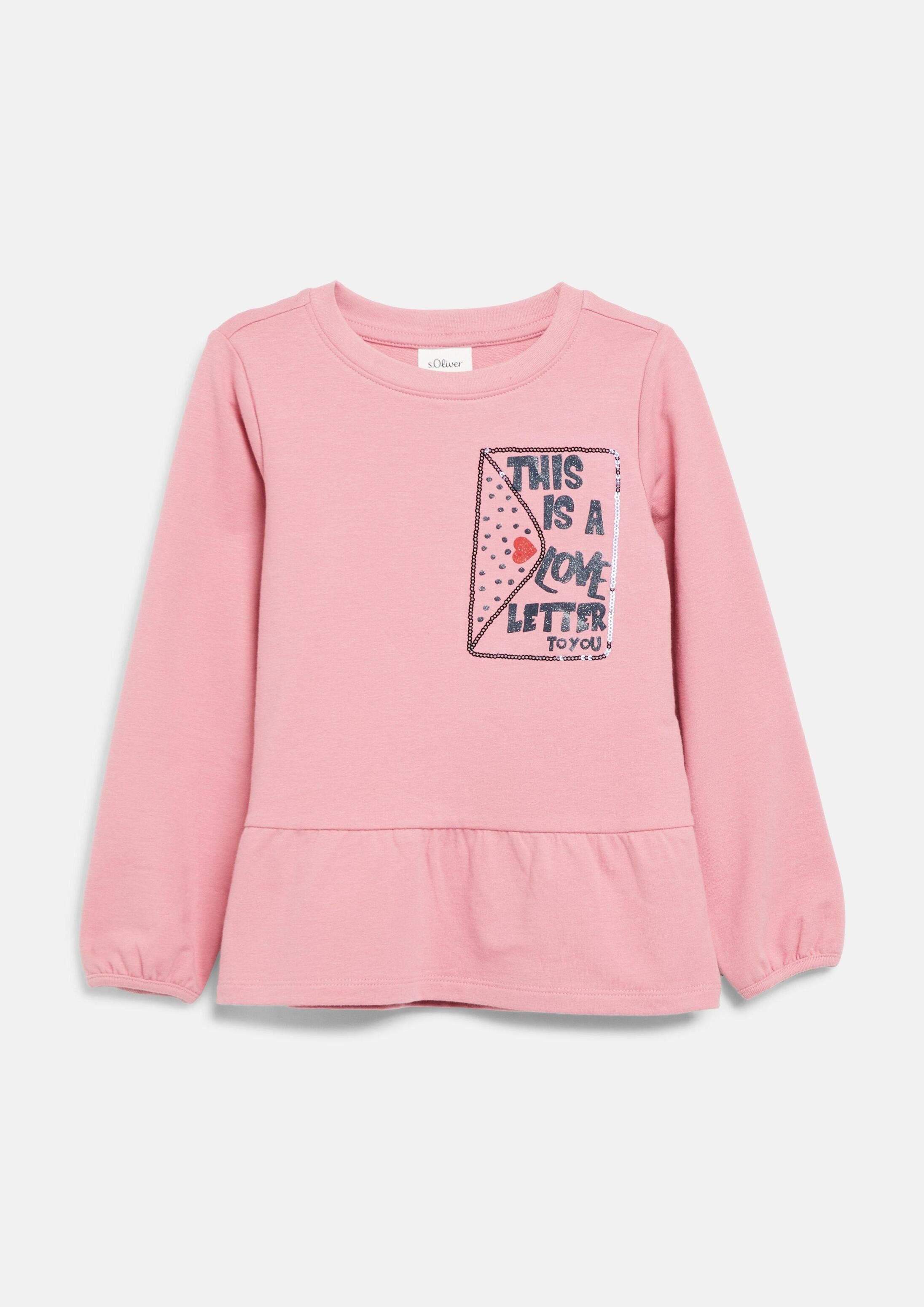 s.Oliver Langarmshirt T-Shirt Leichtes Sweatshirt im A-Shape mit Glitzer-Artwork