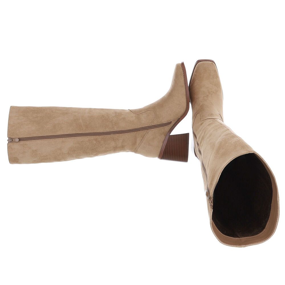 Ital-Design Elegante Blockabsatz-Stiefel für Damen im Alltag Stiefel (90793524) Blockabsatz Stiefel in Hellbraun