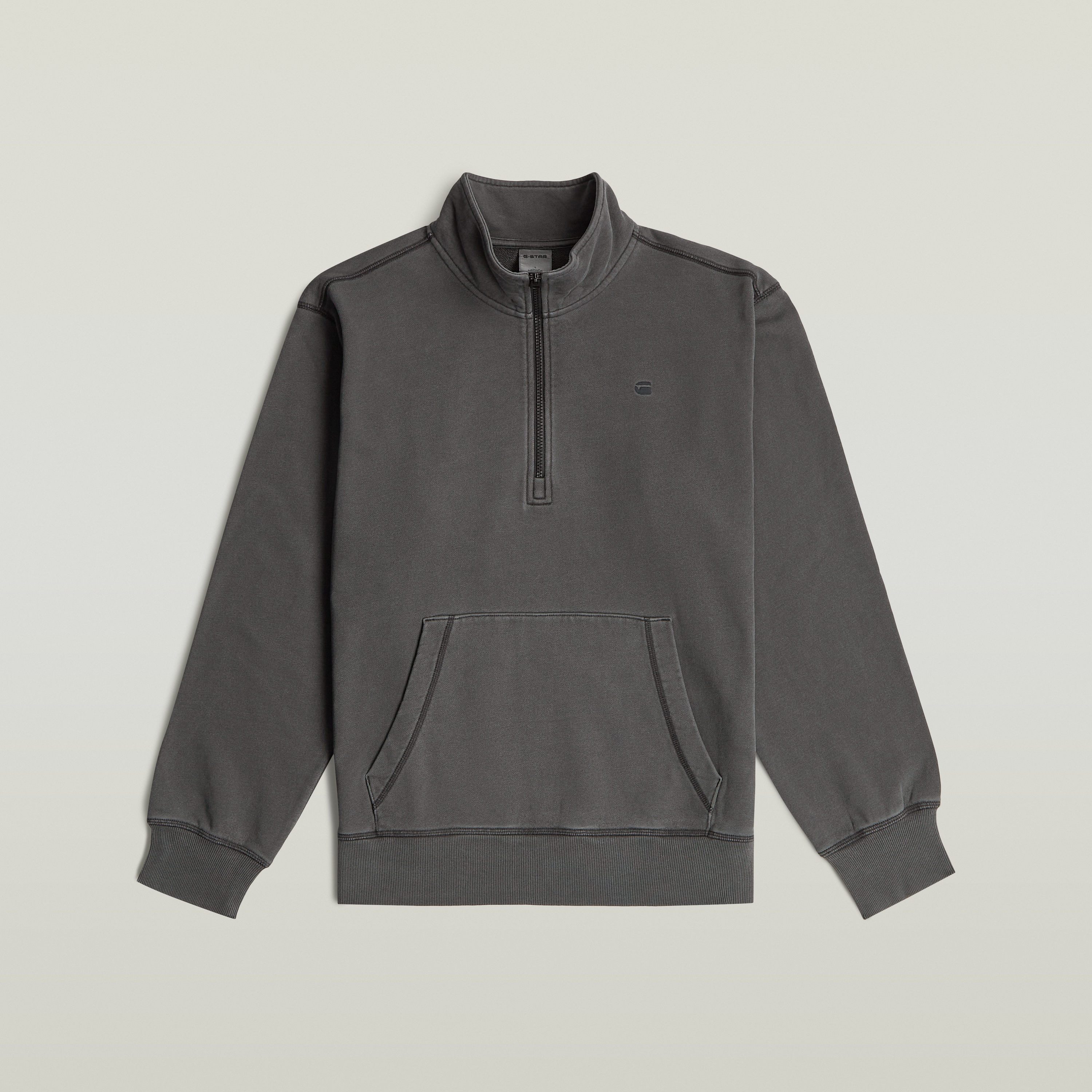 G-STAR Sweater Modern washed half zip sw ls mit Kängurutasche, Logodetail