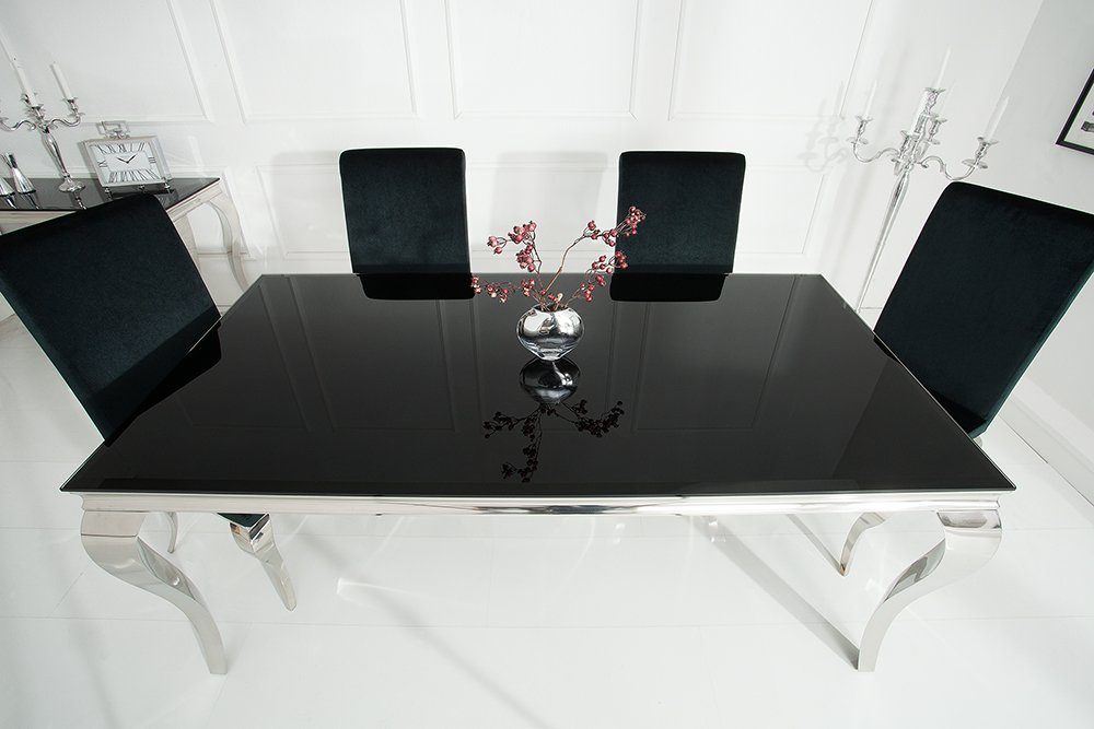 riess-ambiente Esstisch MODERN BAROCK 180cm schwarz/silber - Opalglas, Edelstahl, Platz für 8 Personen - ideal für extravagante Wohn- oder Esszimmer – Bild 4 von 5