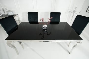 riess-ambiente Esstisch MODERN BAROCK 180cm schwarz, Tischplatte aus Opalglas · Edelstahl-Beine