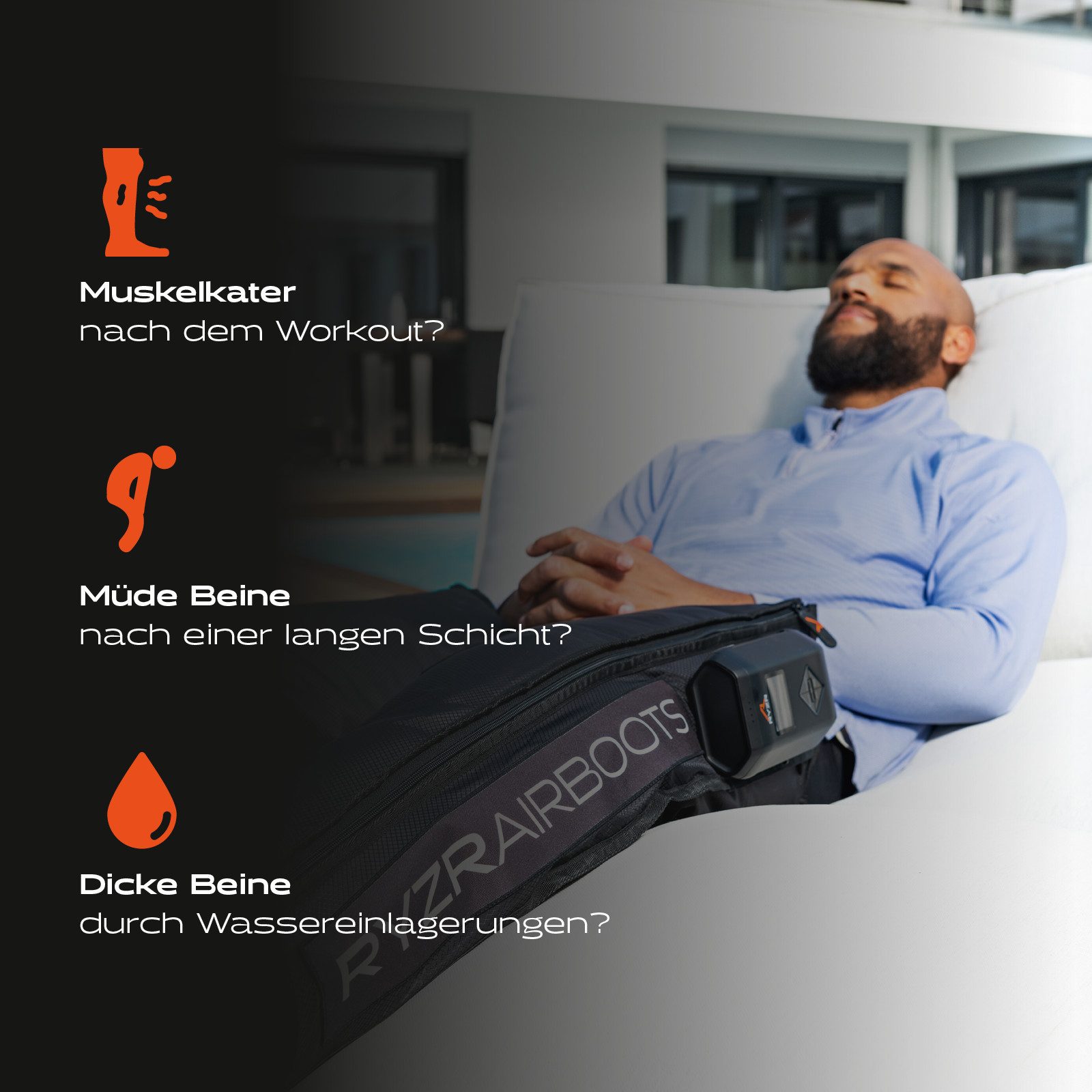 RYZR Fußmassagegerät RYZR Airboots - Recovery Boots für Lymphdrainage & Muskelregeneration