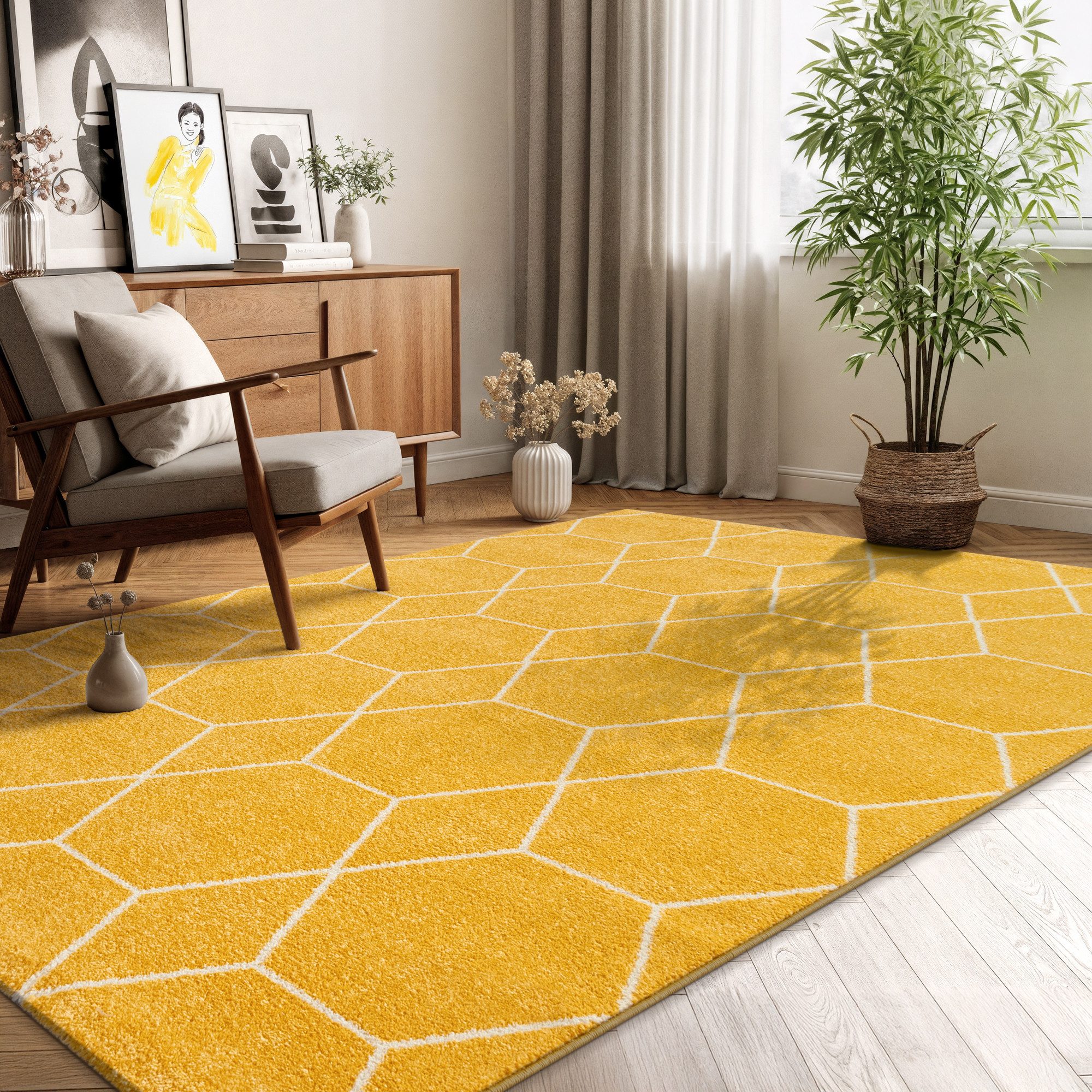 Sanat Teppich Trellis, rechteckig, Höhe: 10 mm, Kurzflor, skandi, boho, auch als Läufer und in rund