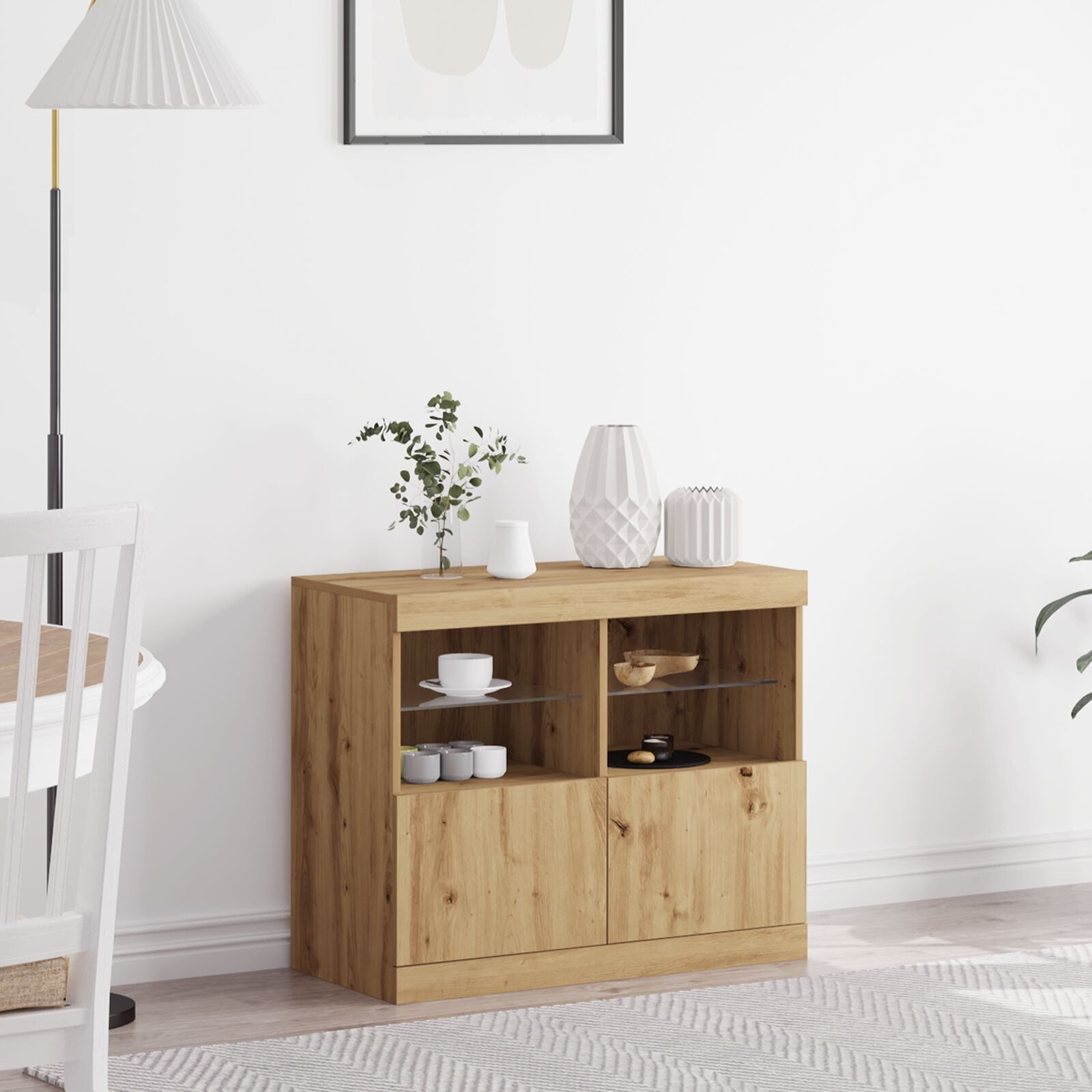 vidaXL Sideboard Sideboard mit LED-Lichtern Artisan Eiche 81x37x67 cm günstig online kaufen