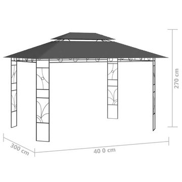 vidaXL Partyzelt Pavillon 4x3x2,7 m Anthrazit 160 g/m²