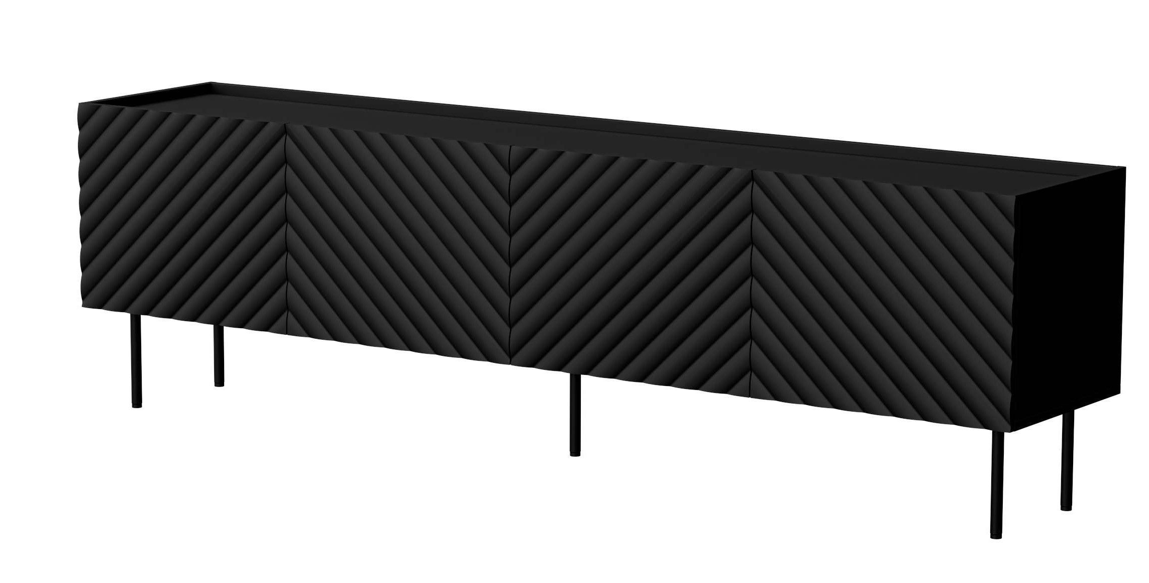99rooms Lowboard Luzia (TV-Kommode, TV-Schrank), mit 4 grifflosen Türen, aus Holzwerkstoff, Metall Füße