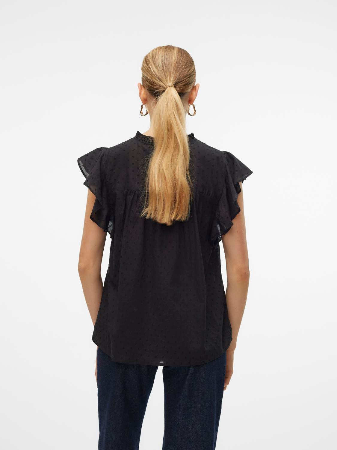 Vero Moda Blusenshirt VMTRINE SL LACE TOP WVN NOOS Baumwolle