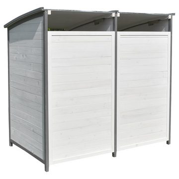 Feel2Home Mülltonnenbox Mülltonnenverkleidung braun/weiß Doppelbox 2x 120L u. 240L Gartenbox, Witterungsbeständig