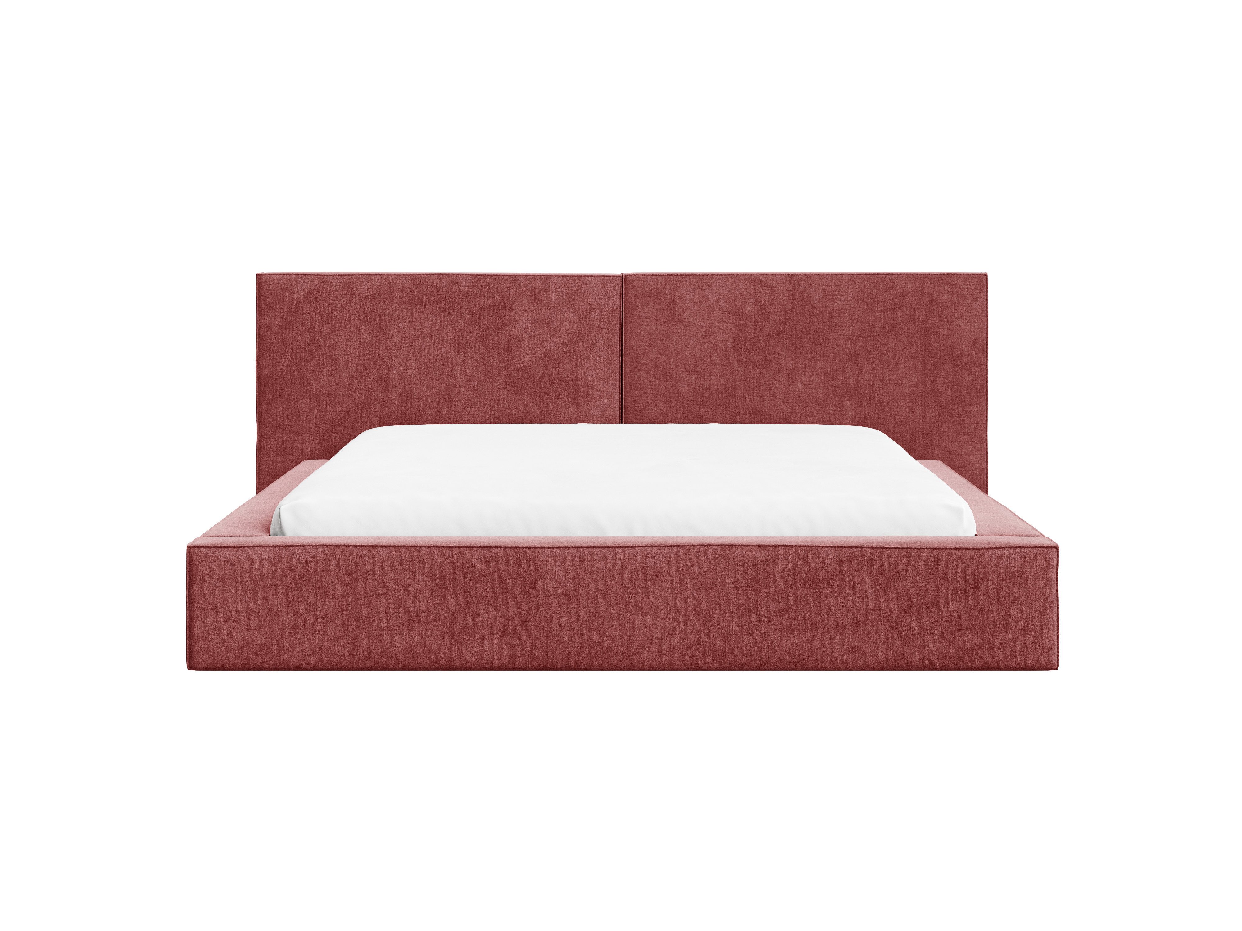 MOEBLO Polsterbett aus Strukturstoff Bett 06 (Bezug: Strukturstoff, Doppelbett mit Kopfstütze, Rahmenbettgestell, mit Bettkasten und Lattenrost), gepolstertes Kopfteil
