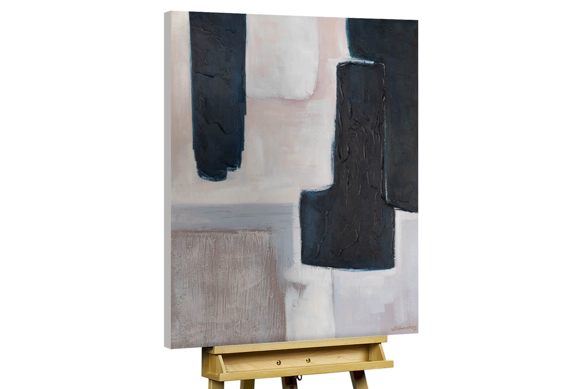 KUNSTLOFT Gemälde Black to Dunes 75x100 cm, Leinwandbild 100% HANDGEMALT Wandbild Wohnzimmer