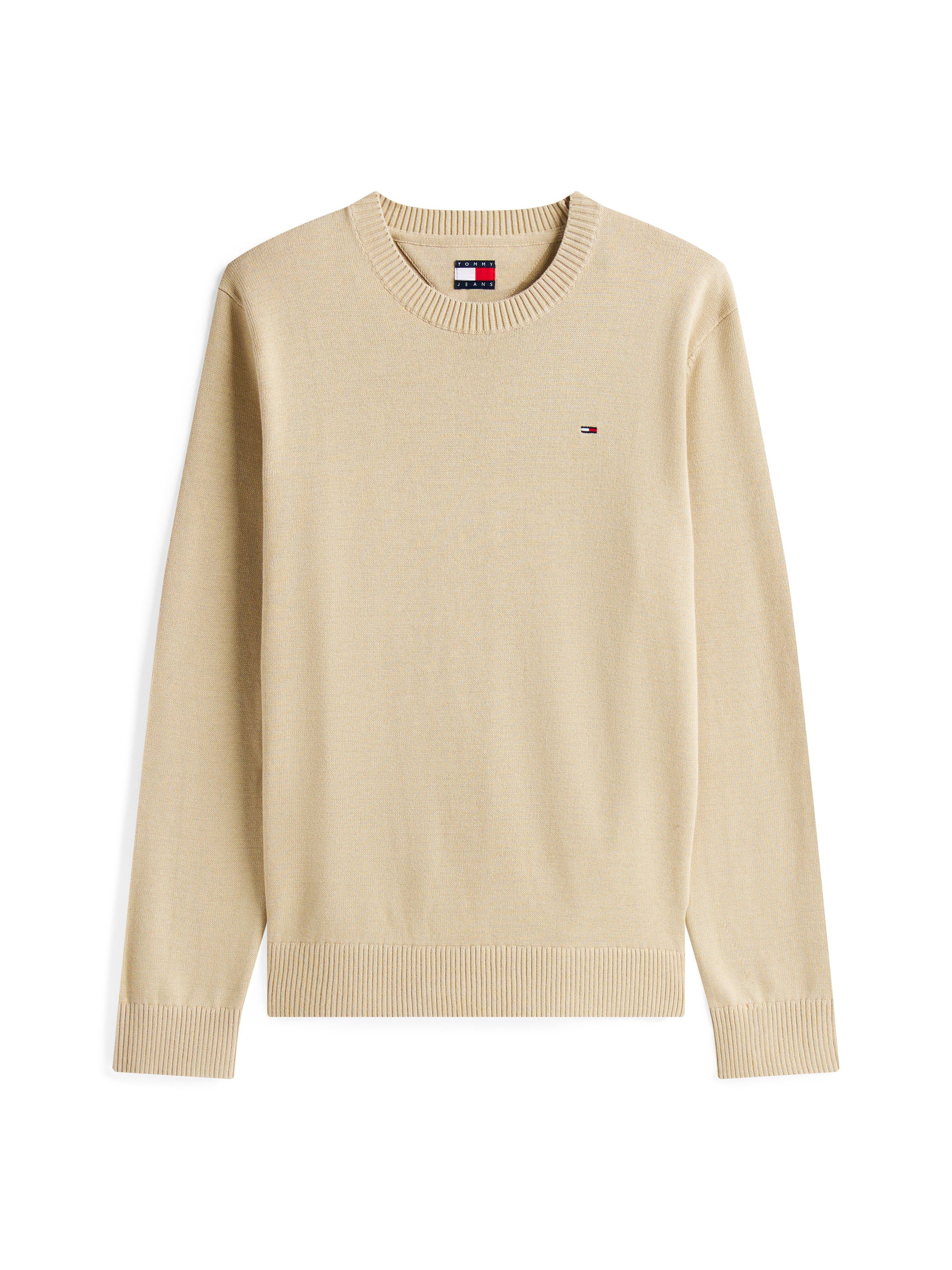 Tommy Jeans Rundhalspullover TJM SLIM ESSENTIAL LIGHT SWEATER mit Flag-Patch