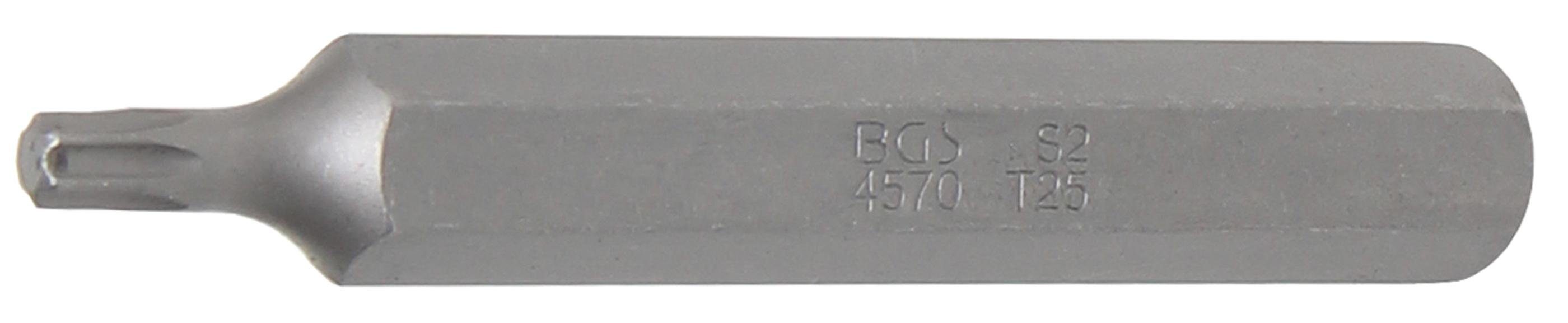 BGS technic Bit-Schraubendreher Bit, Länge 75 mm, Antrieb Außensechskant 10 mm (3/8), T-Profil (für Torx) T25