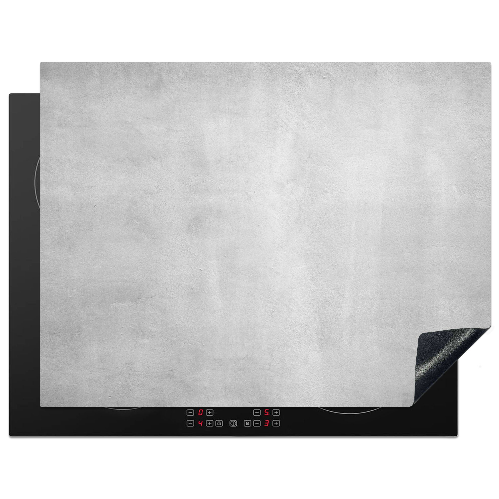 MuchoWow Herdblende-/Abdeckplatte Beton - Grau - Zement - Industriell - Strukturiert, Vinyl, (1 tlg), 77x59 cm, Ceranfeldabdeckung, Arbeitsplatte für küche