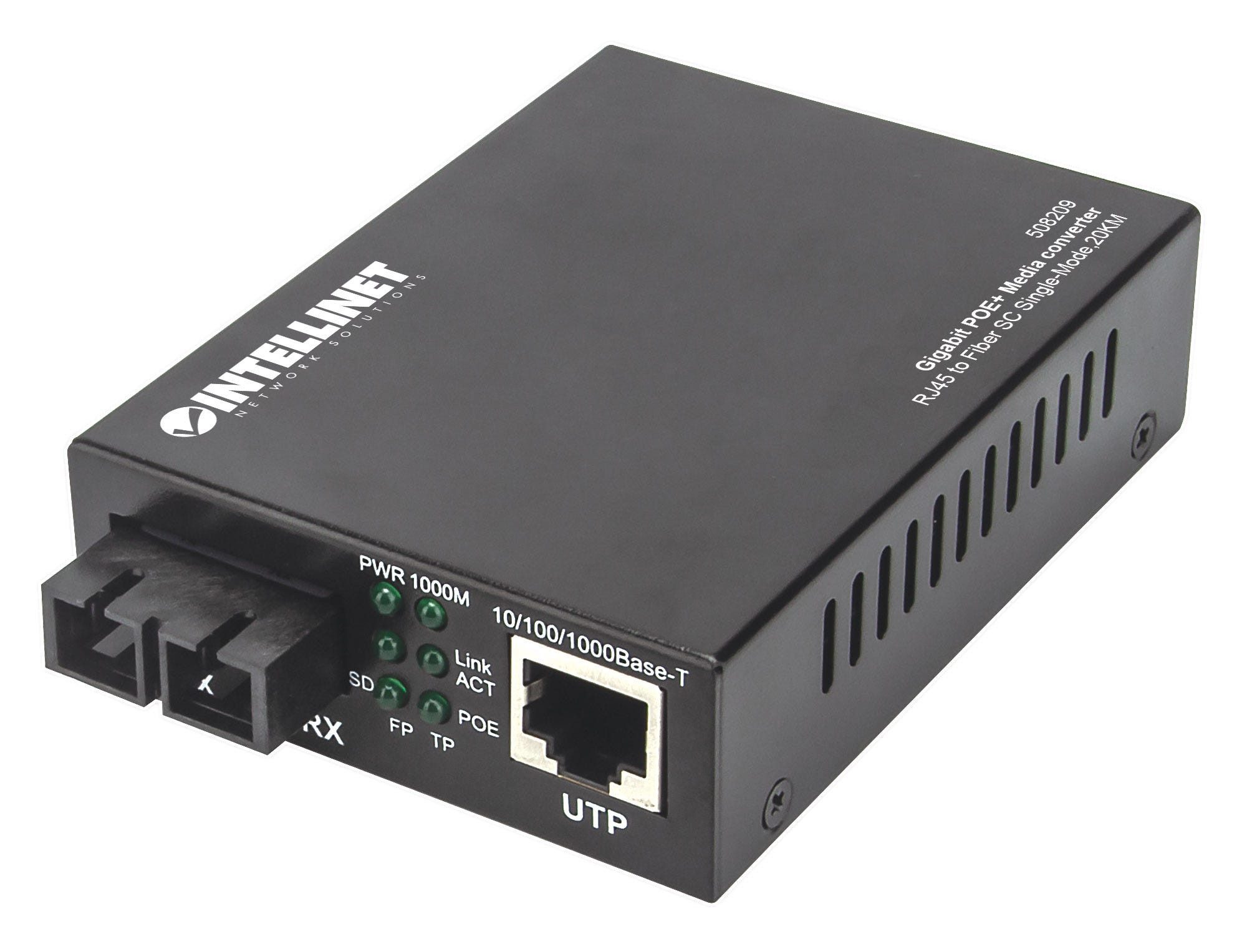 Intellinet Gigabit PoE+ Medienkonverter, 1000Base-T RJ45-Port auf 1000Base-LX ... Netzwerk-Switch