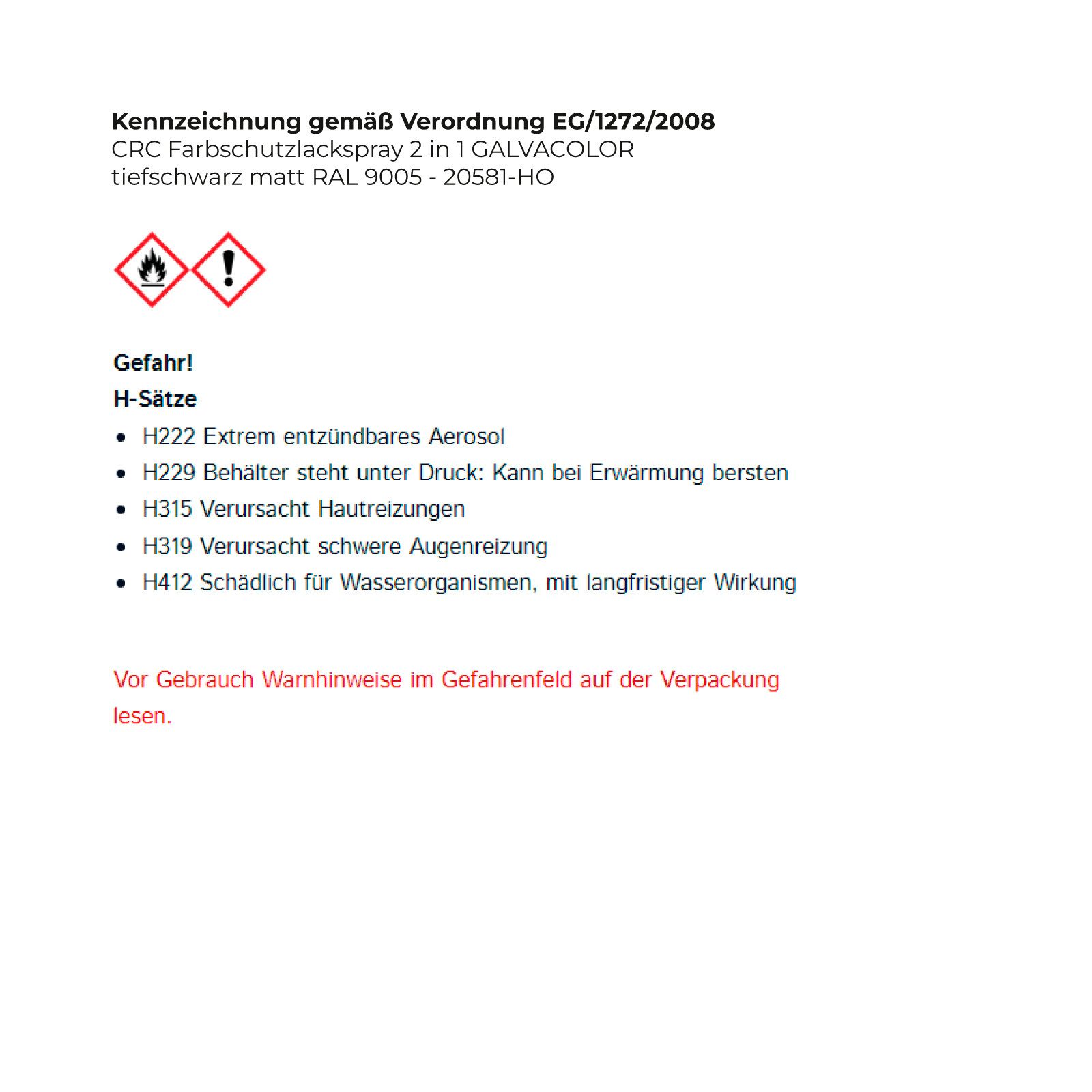 CRC Styropor-Teil CRC Farbschutzlackspray 2 in 1 GALVACOLOR tiefschwarz matt RAL 9005 -