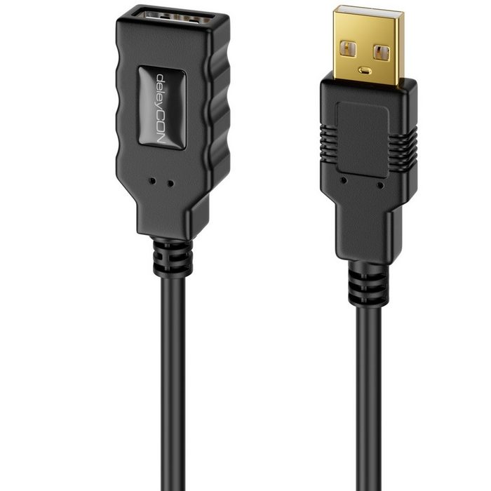 deleyCON deleyCON 10m Aktive USB 2.0 Kabel Verlängerung mit Verstärker Scanner USB-Kabel
