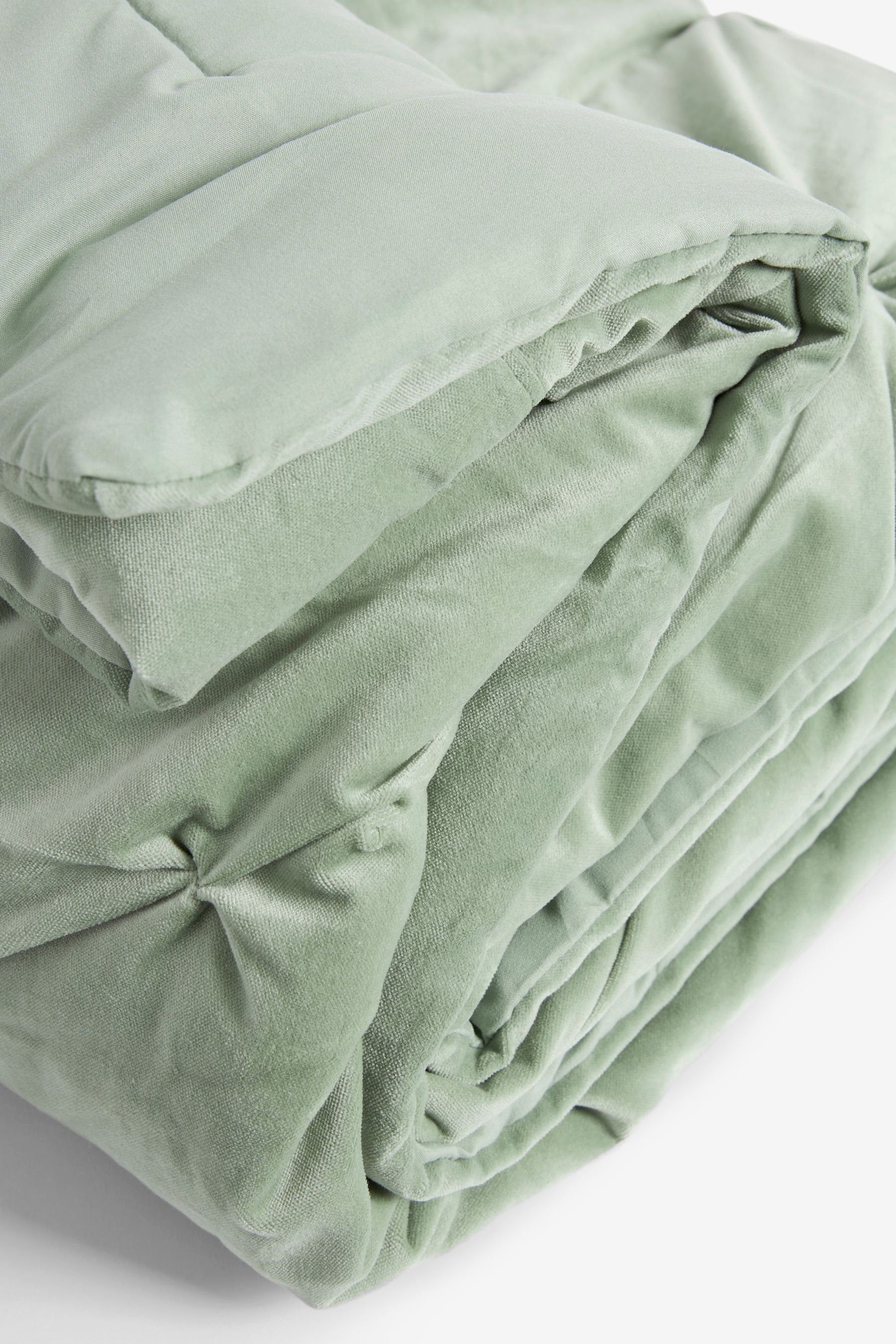 Green Sage V-Falten, Bettüberwurf Samt Tagesdecke mit Next aus