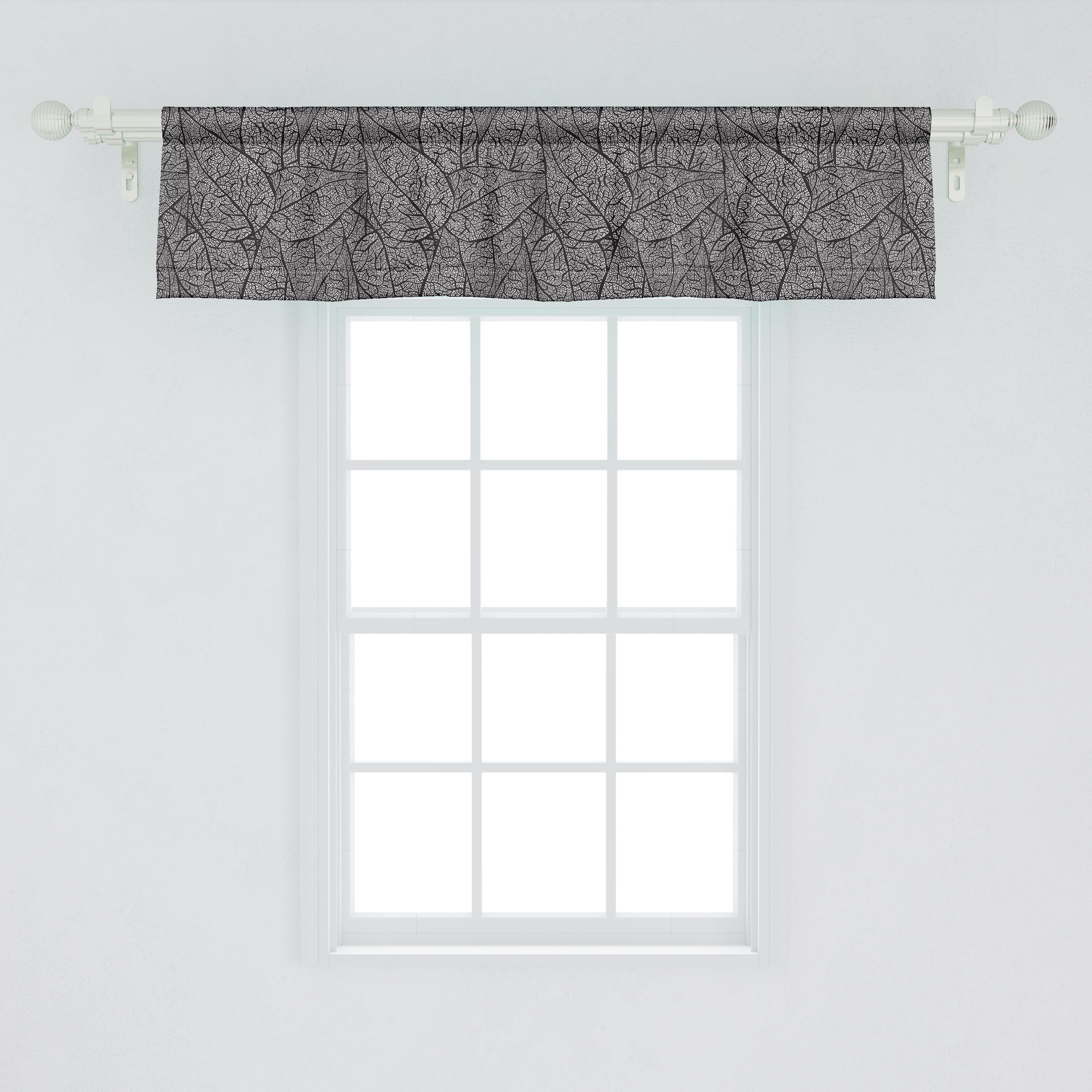 Scheibengardine Vorhang Volant für Stangentasche, Microfaser, Blätter Dekor Aufwändige Küche Schlafzimmer Abakuhaus, Abstrakt Flora mit