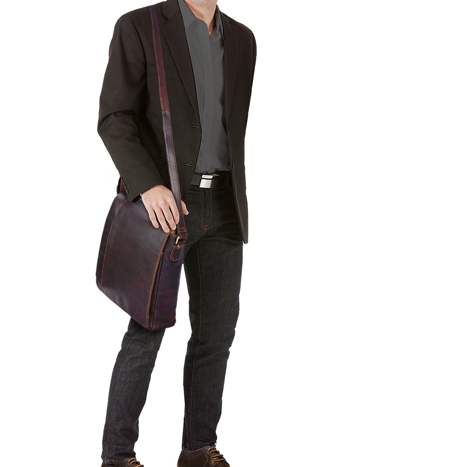 STILORD Schultertasche "Paul" Umhängetasche Herren Leder Hochformat