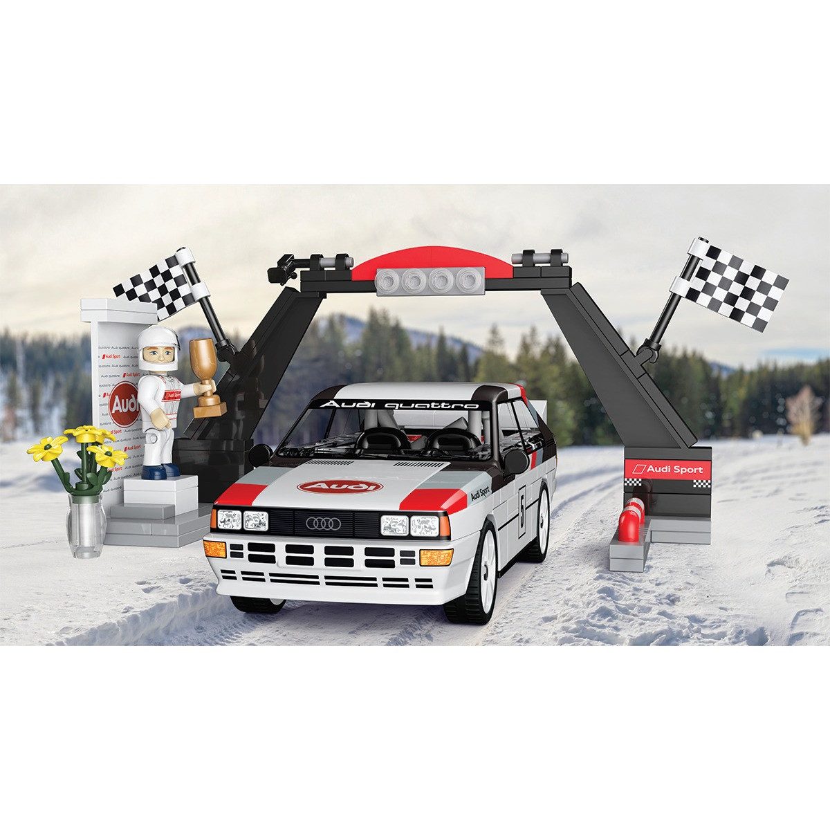 COBI Weihnachtsbaumkugel Bausatz Audi Quattro Group 4 weiß/gelb 1:35 1 Figur – Bild 5 von 5