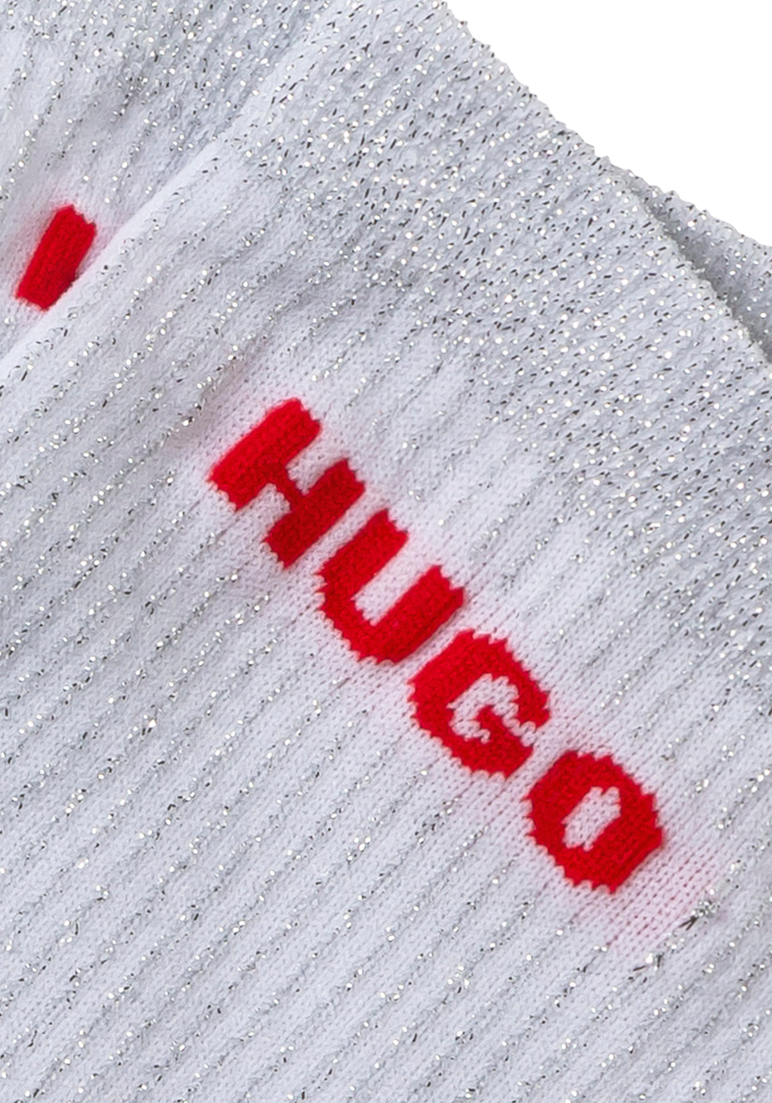 HUGO Freizeitsocken 2P QS RIB LUREX PA W (Packung, 2-Paar) mit glänzenden Fäden