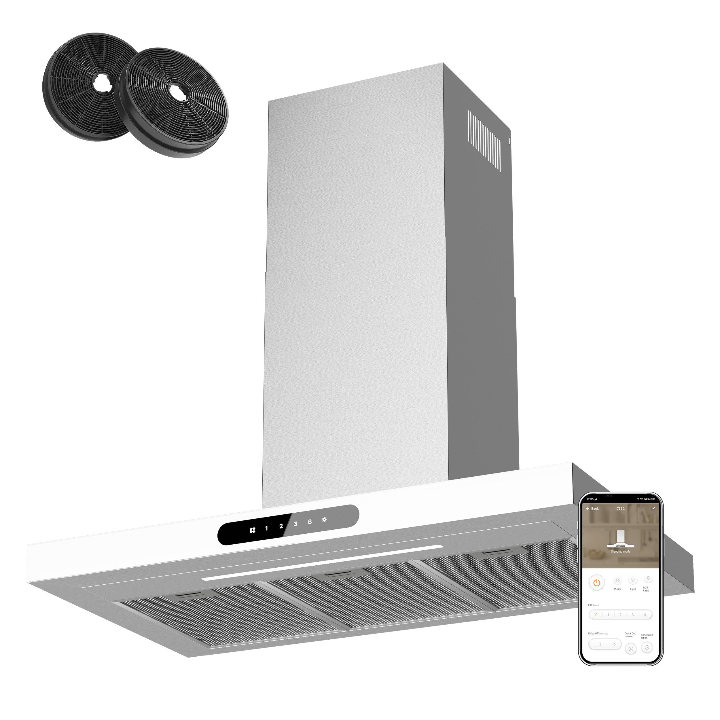 CIARRA Wandhaube VM9102W Serie CIARRA Dynamic VM9102W, A+++ 650m³/h Dunstabzugshaube 90 cm Abzugshaube App SensorTouch