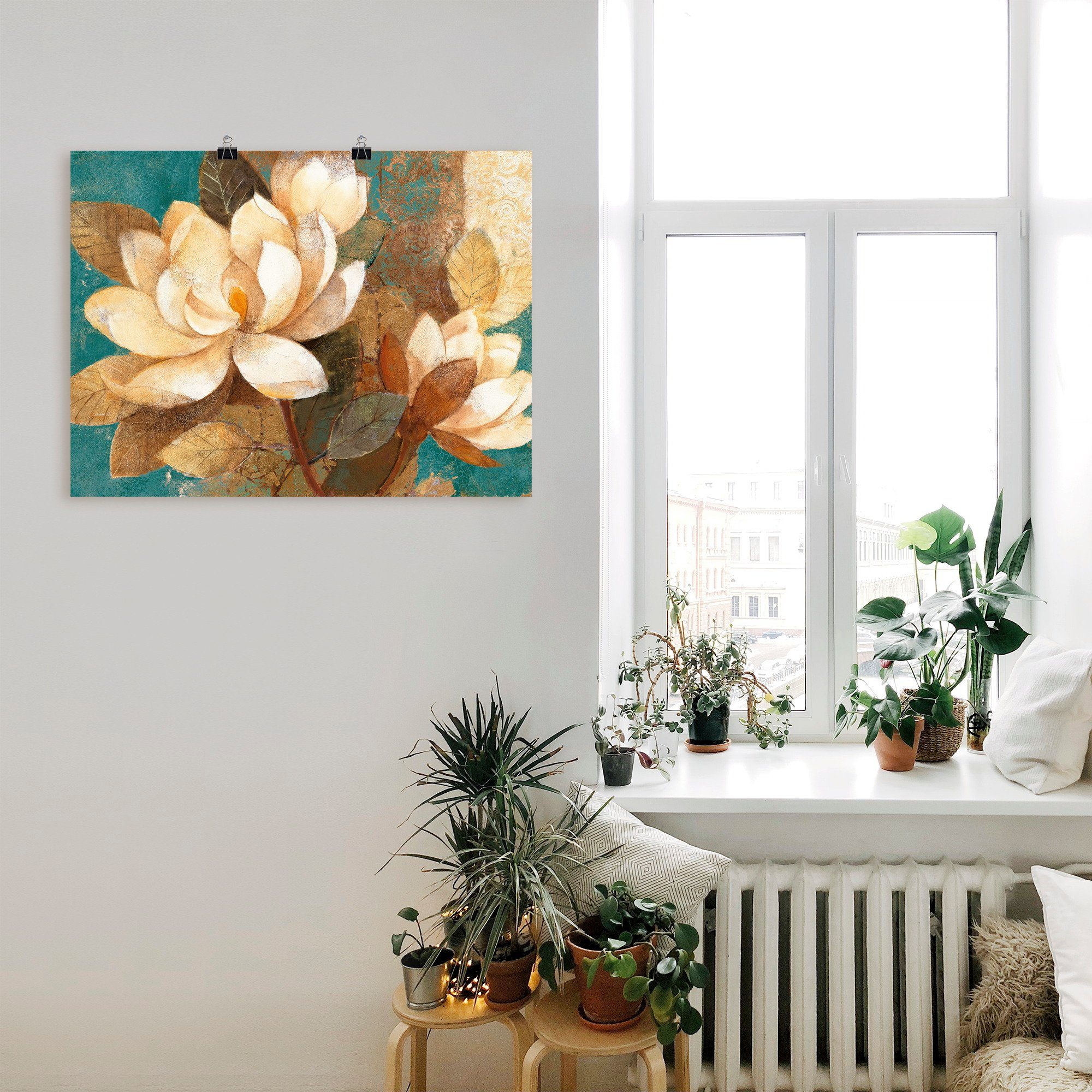 in St), Leinwandbild, Türkise Poster Wandaufkleber als versch. Wandbild oder (1 Magnolien, Größen Blumen Artland