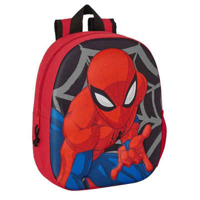 Spiderman Rucksack Spiderman Kinder-Rucksack 3D Schwarz Rot 27 x 33 x 10 cm