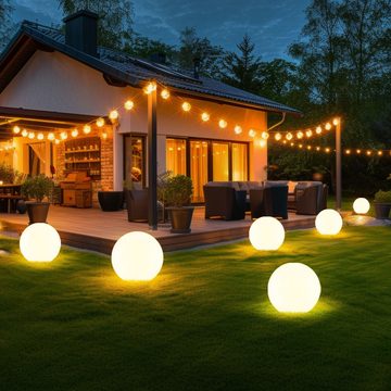 etc-shop LED Gartenleuchte, LED-Leuchtmittel fest verbaut, 3x Steckleuchte Kugellampe Gartenlampe Außen Solarlampe