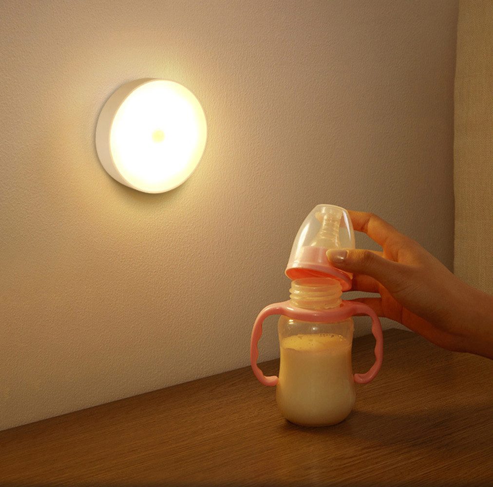 PRECORN LED Nachtlicht 2x Schrankbeleuchtung Licht m. Bewegungsmelder dimmbar USB-C, 3 Farben