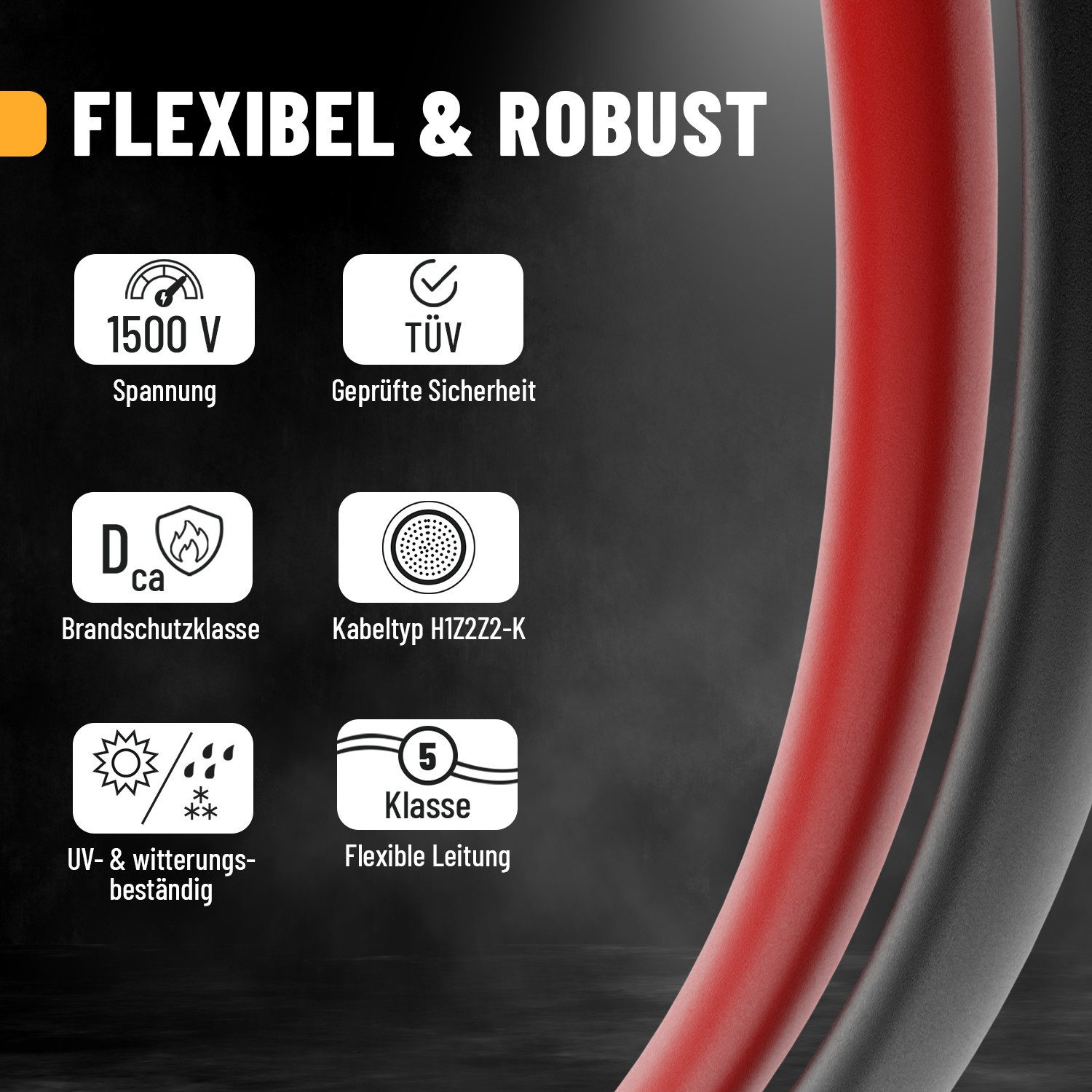 ABSINA 2x 2 Solarkabel 6mm2 10m H1Z2Z2-K schwarz & rot - PV Kabel 6mm2 10m Solarkabel – Bild 4 von 5