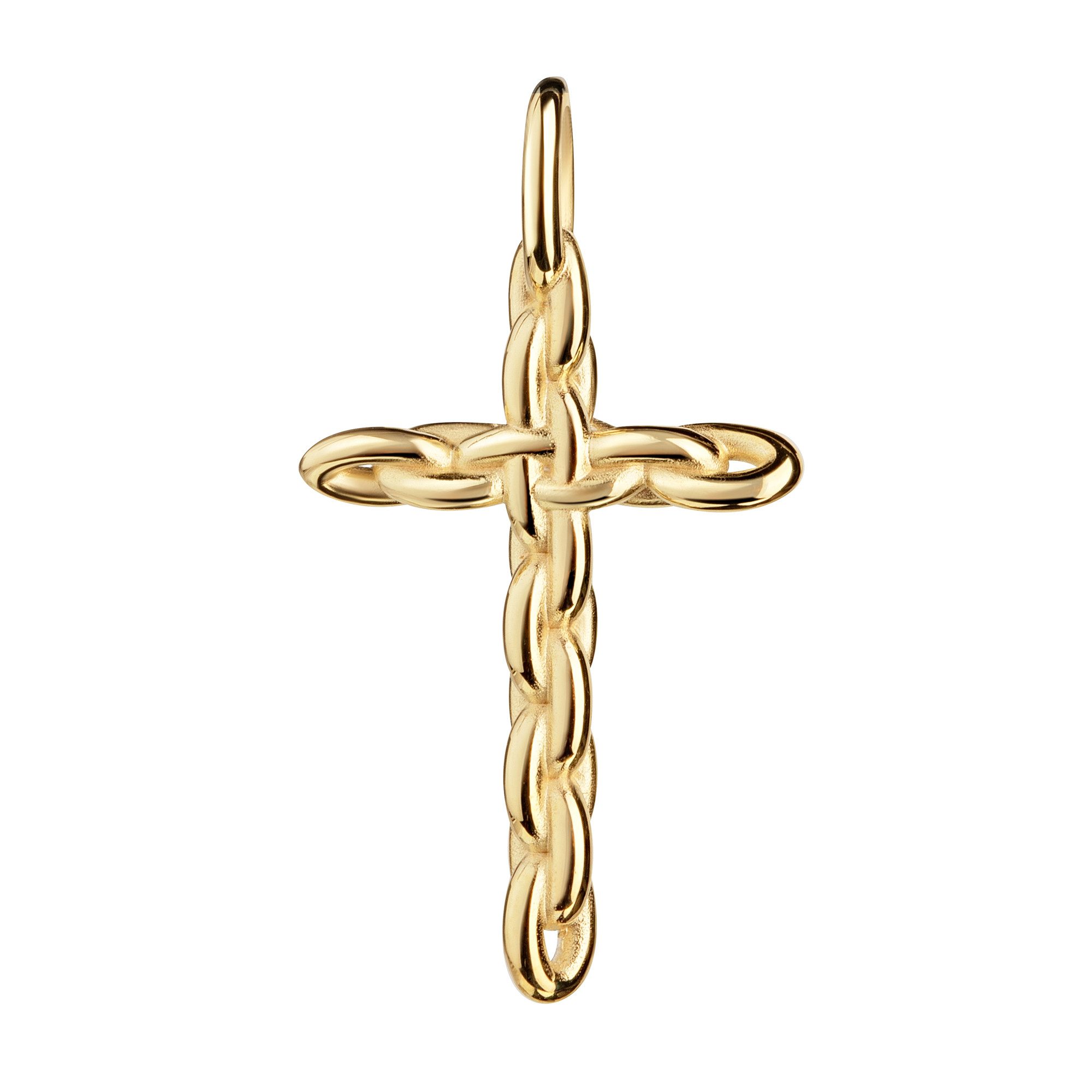 JEVELION Kreuzkette Kreuzanhänger 333 Gold Kette der Verbundenheit - Made in Germany (Goldkreuz, für Damen und Herren), Mit Kette vergoldet- Länge wählbar 36 - 70 cm oder ohne Kette.