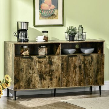 HOMCOM Sideboard im Industrie-Design 2 Schränke 2 Regale 147 cm x 40 cm x 83 cm