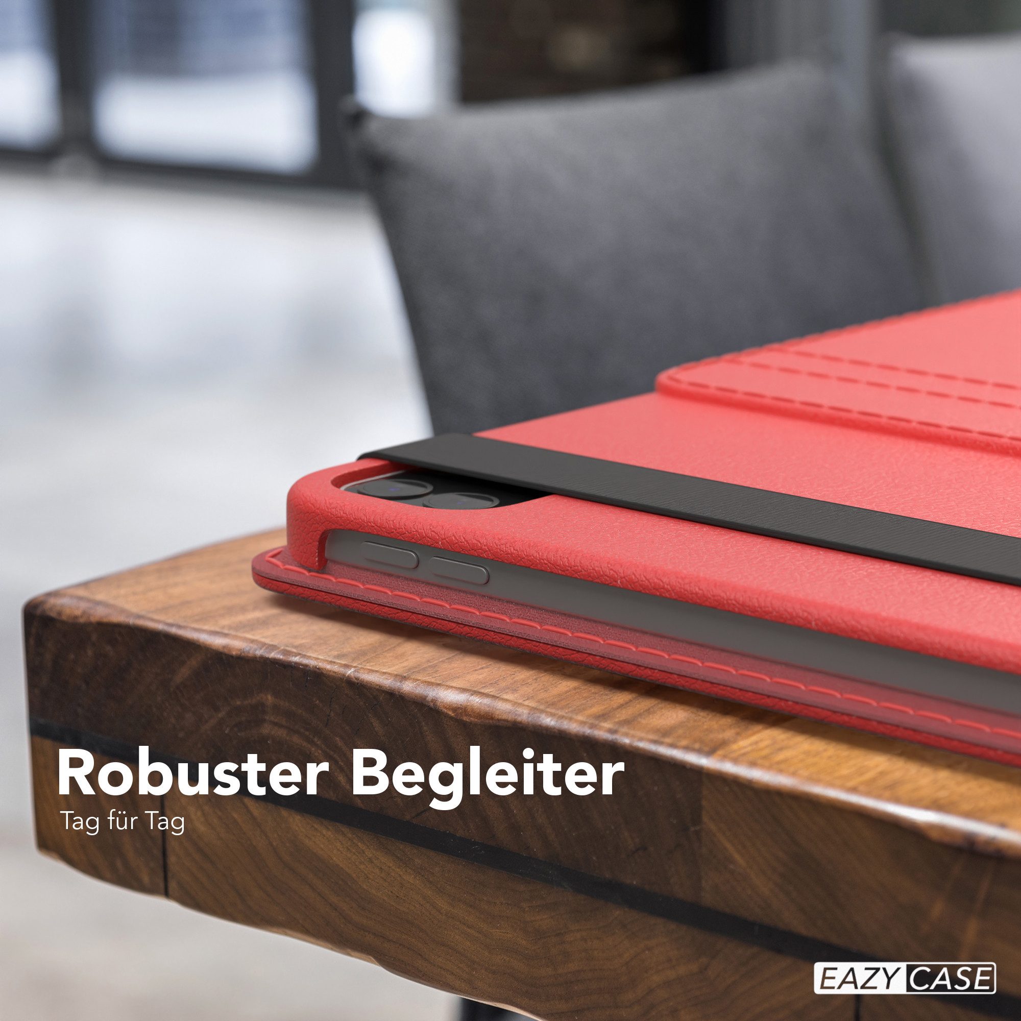 EAZY CASE Tablet-Hülle Rotation Case für Apple iPad Pro 6. Gen. (2022) 12,9 Zoll, Tabletcase Flipcover Smart kratzfest Hülle aufstellbar drehend Rot