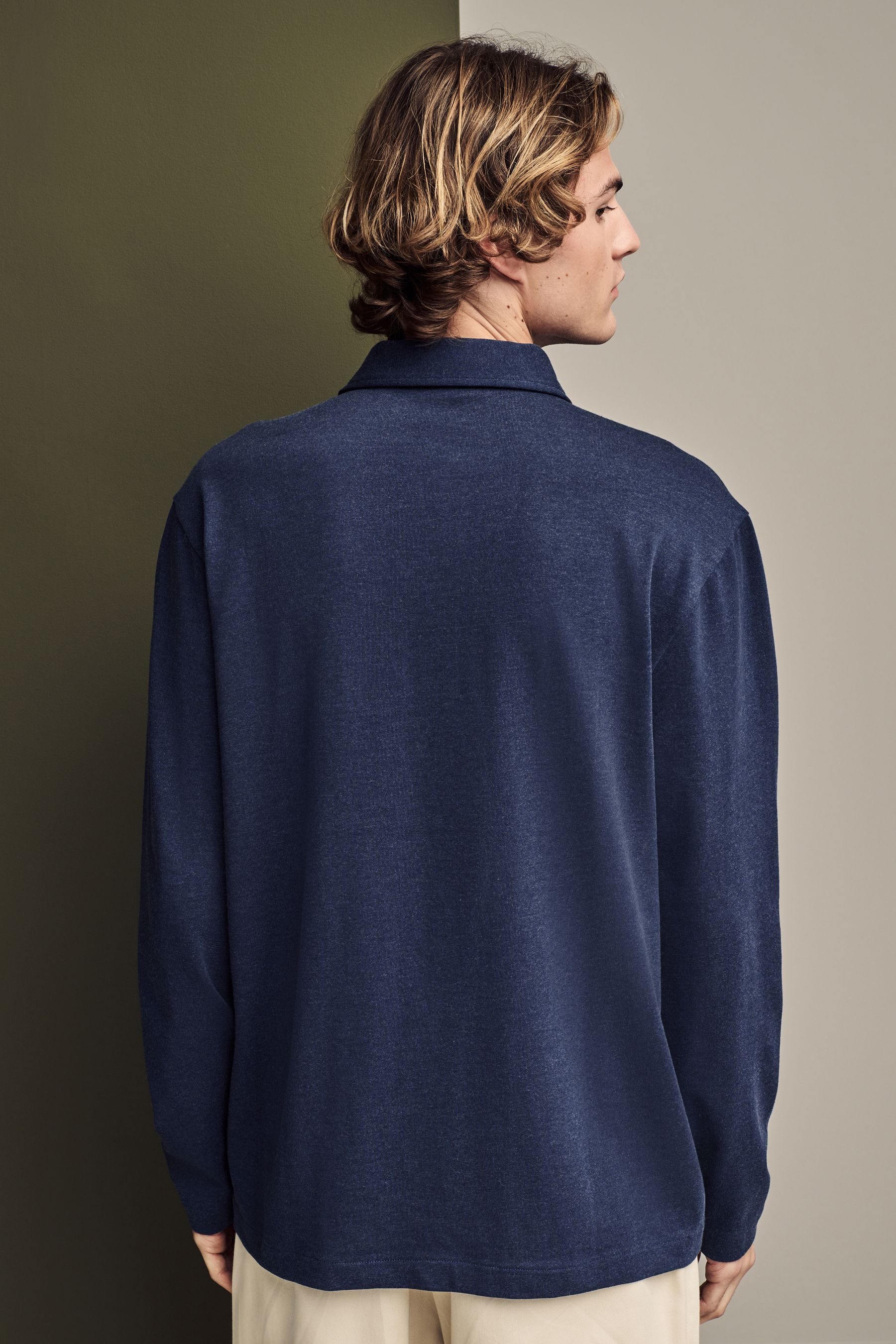 Next Langarm-Poloshirt Langärmeliges Polo-Shirt aus schwerem günstig online kaufen