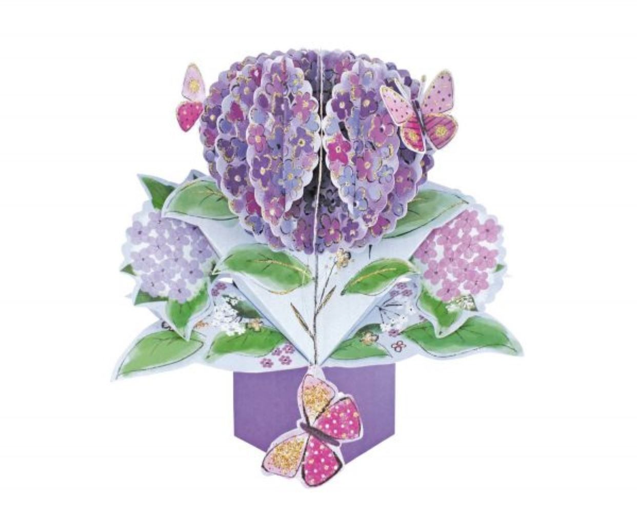 Grußkarten Grußkarte PopUp Hortensie und Schmetterling