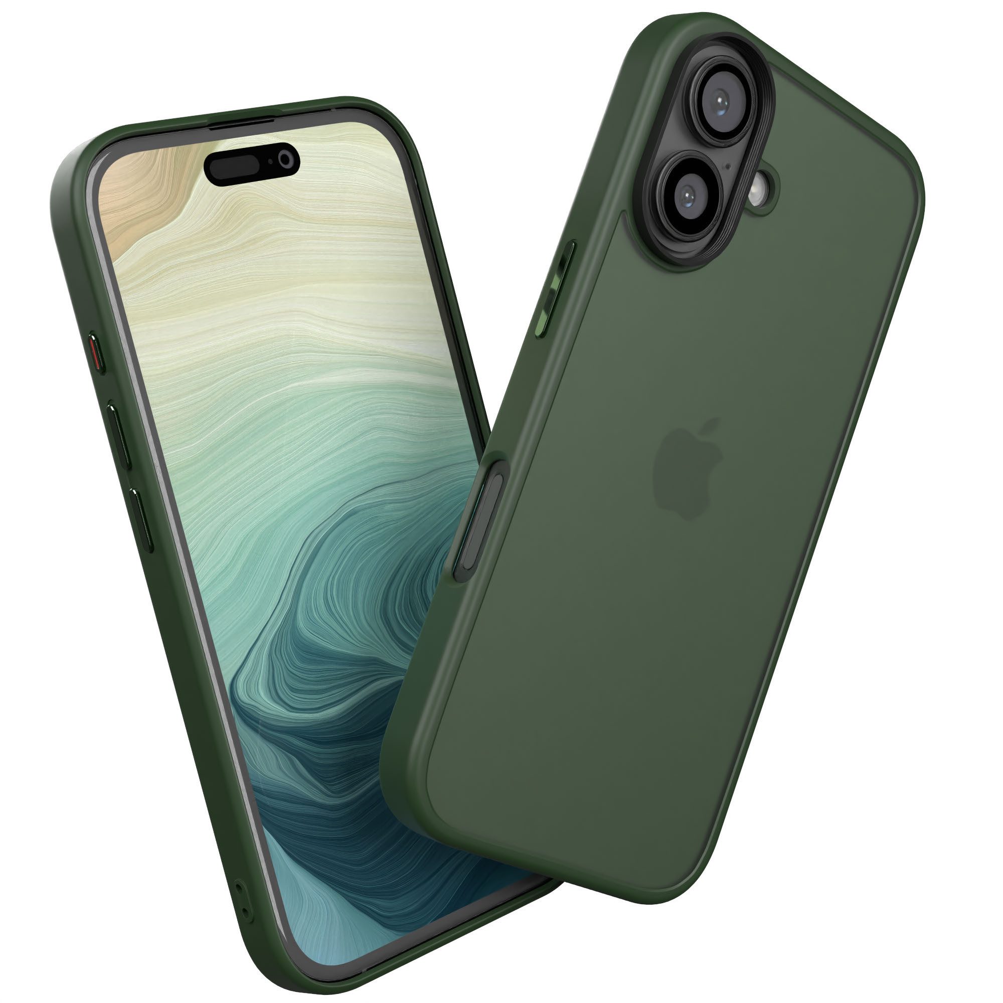 EAZY CASE Handyhülle Outdoor Case für Apple iPhone 16 6,1 Zoll, Schutzhülle Outdoor Case robust stoßfest Back Cover dunkelgrün