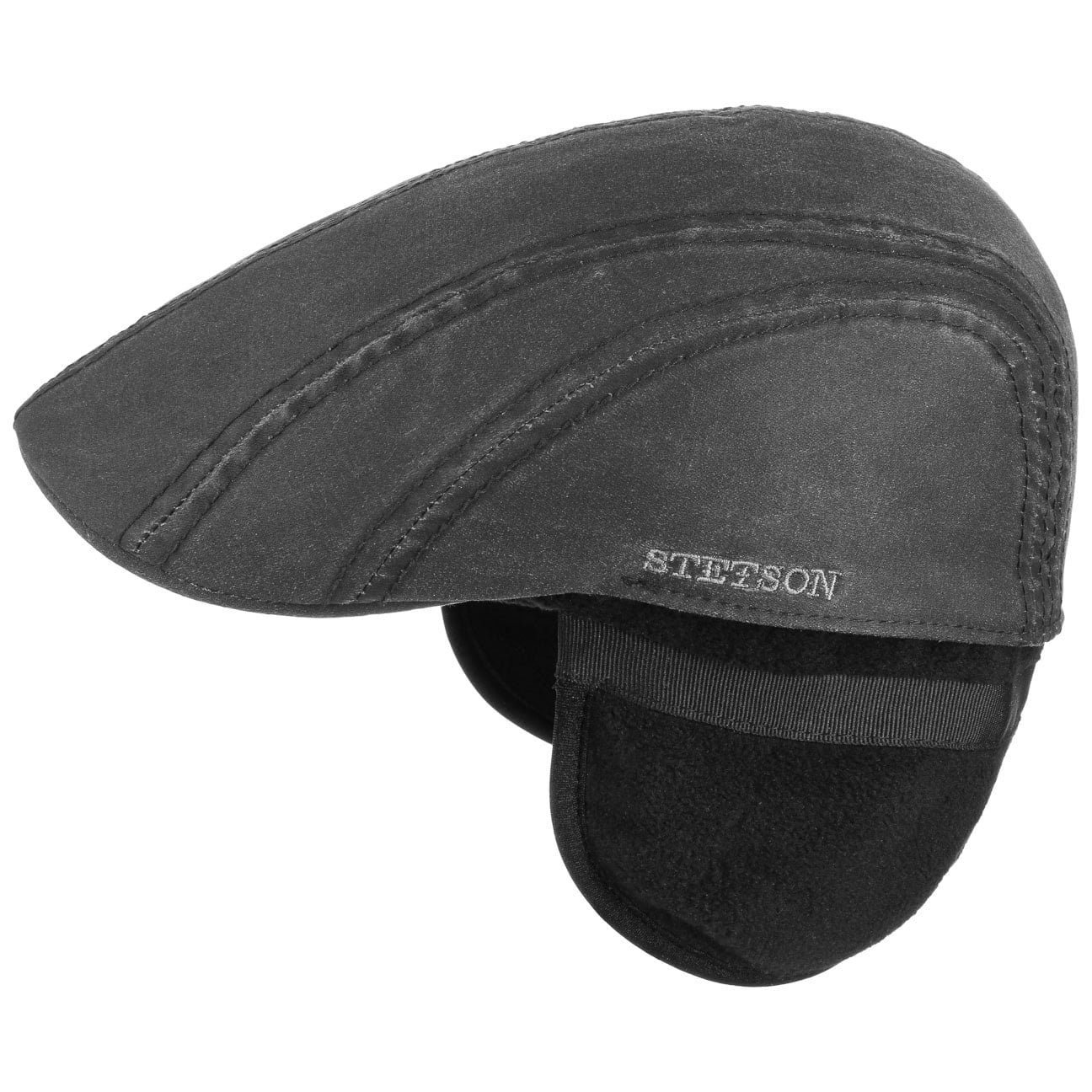 mit (1-St) Schirm schwarz Stetson Cap Flat Flatcap