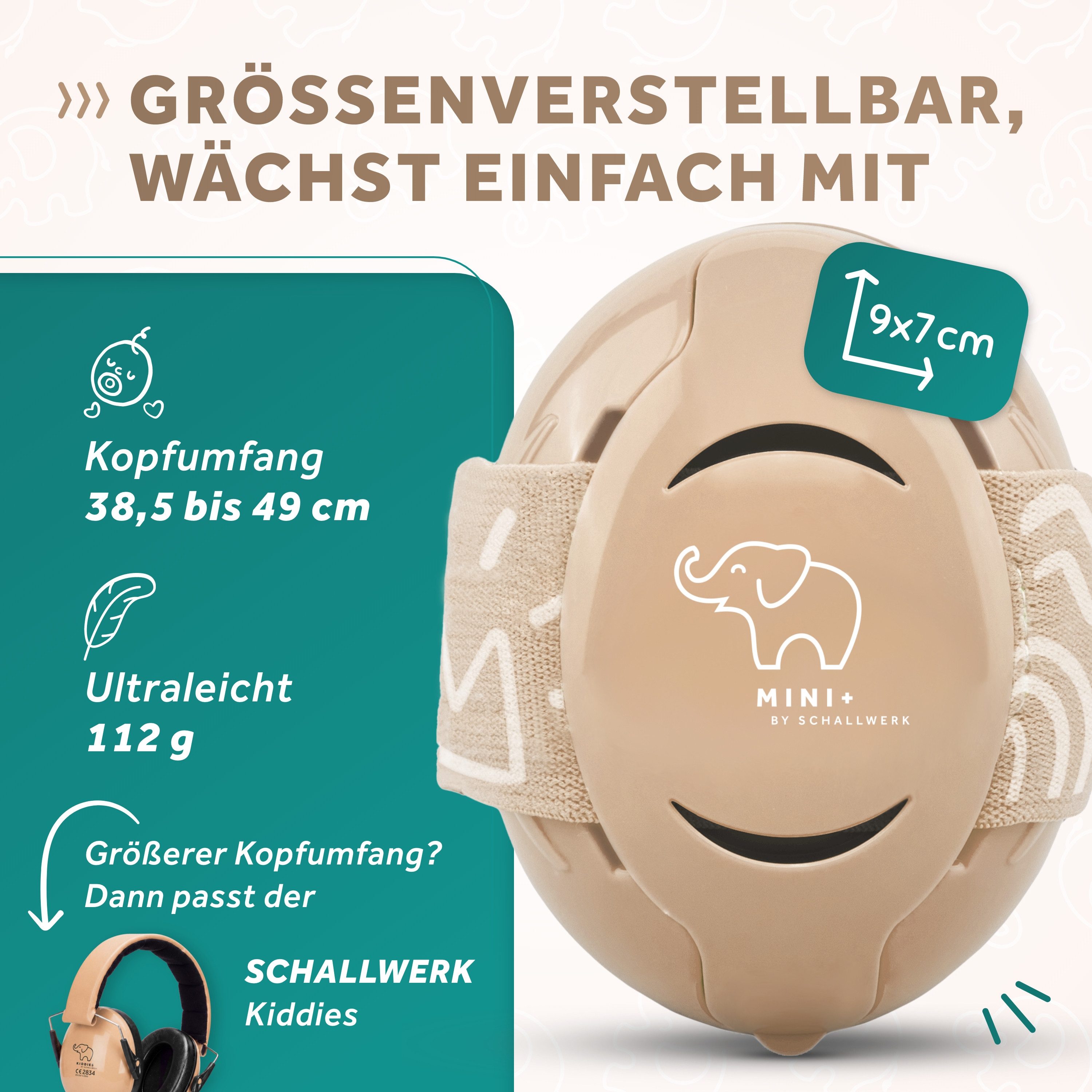 Schallwerk Kapselgehörschutz Mini+ Gehörschutz Baby, Lärmschutz Ohrenschützer Babys & Kleinkinder, (Ohrenschutz für Babys & Kleinkinder, mit verstellbarem Kopfb – Bild 4 von 5