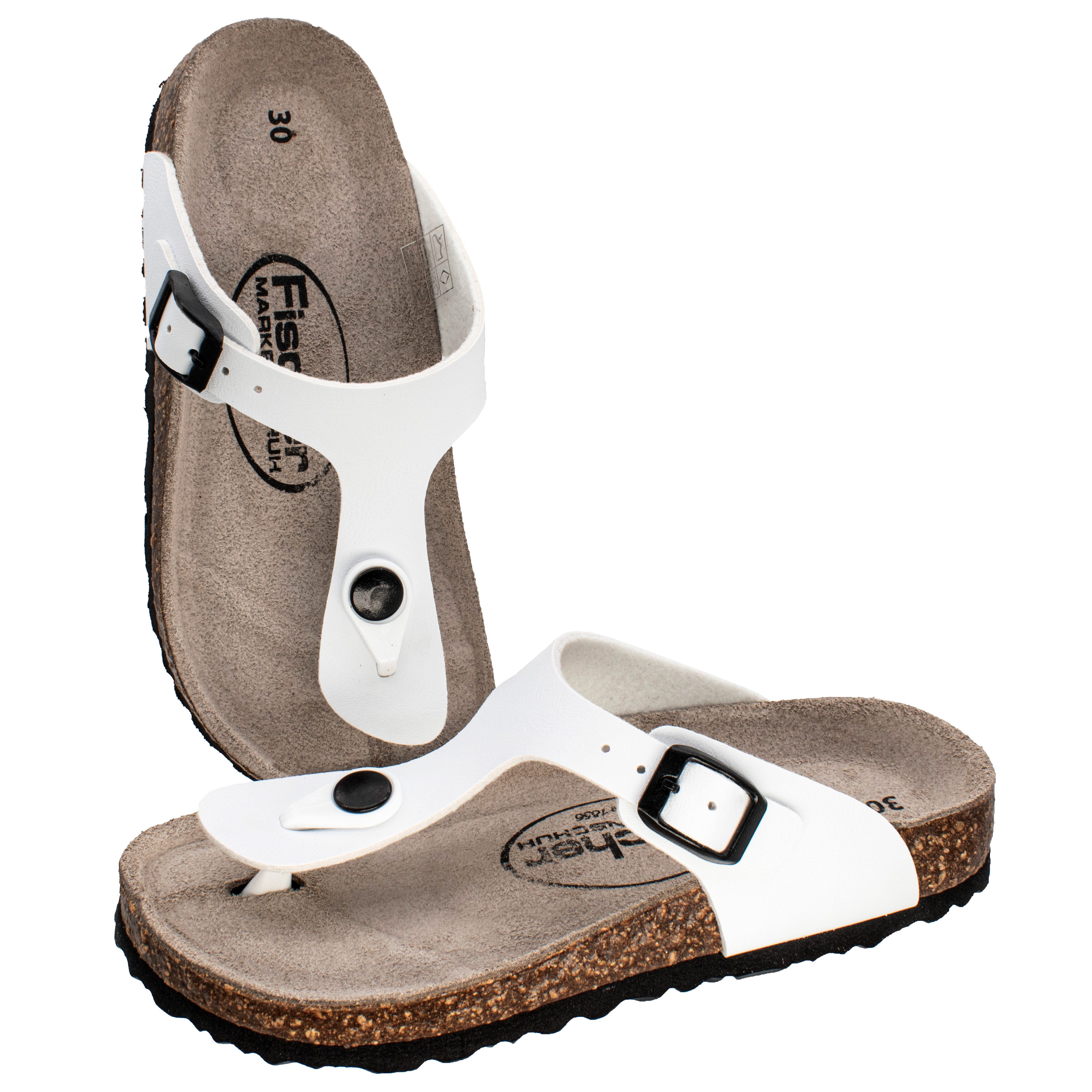 Fischer-Markenschuh Hawaii Zehentrenner aus Vegano (Lederimitat), mit Fleecefutter, Zehentrenner